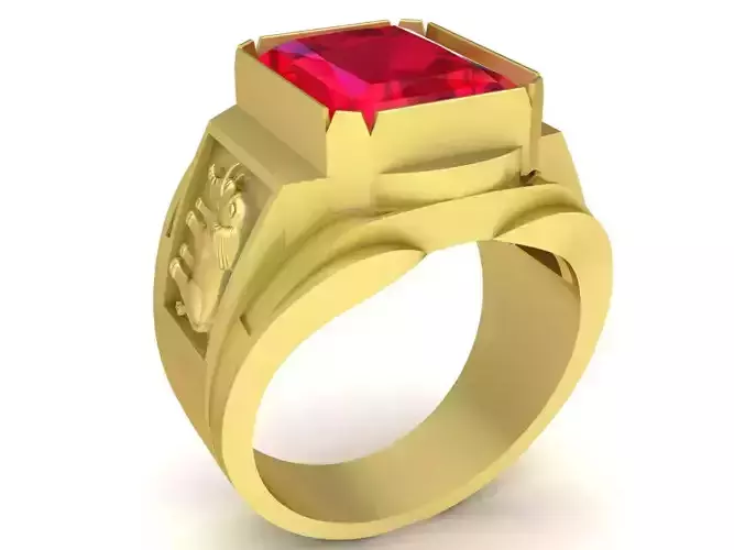 Bold Rectangular Gem Signet Ring for Men  3390