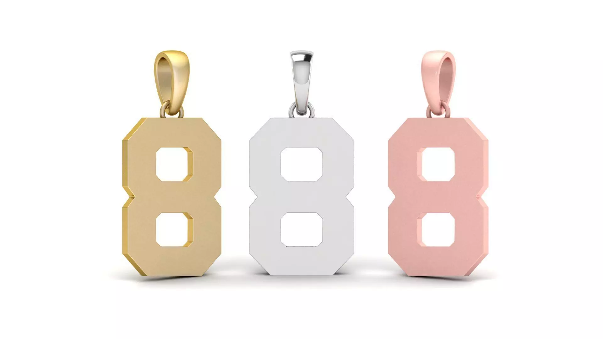 Number 8 Font Plain Gold Pendant  3D print model_0