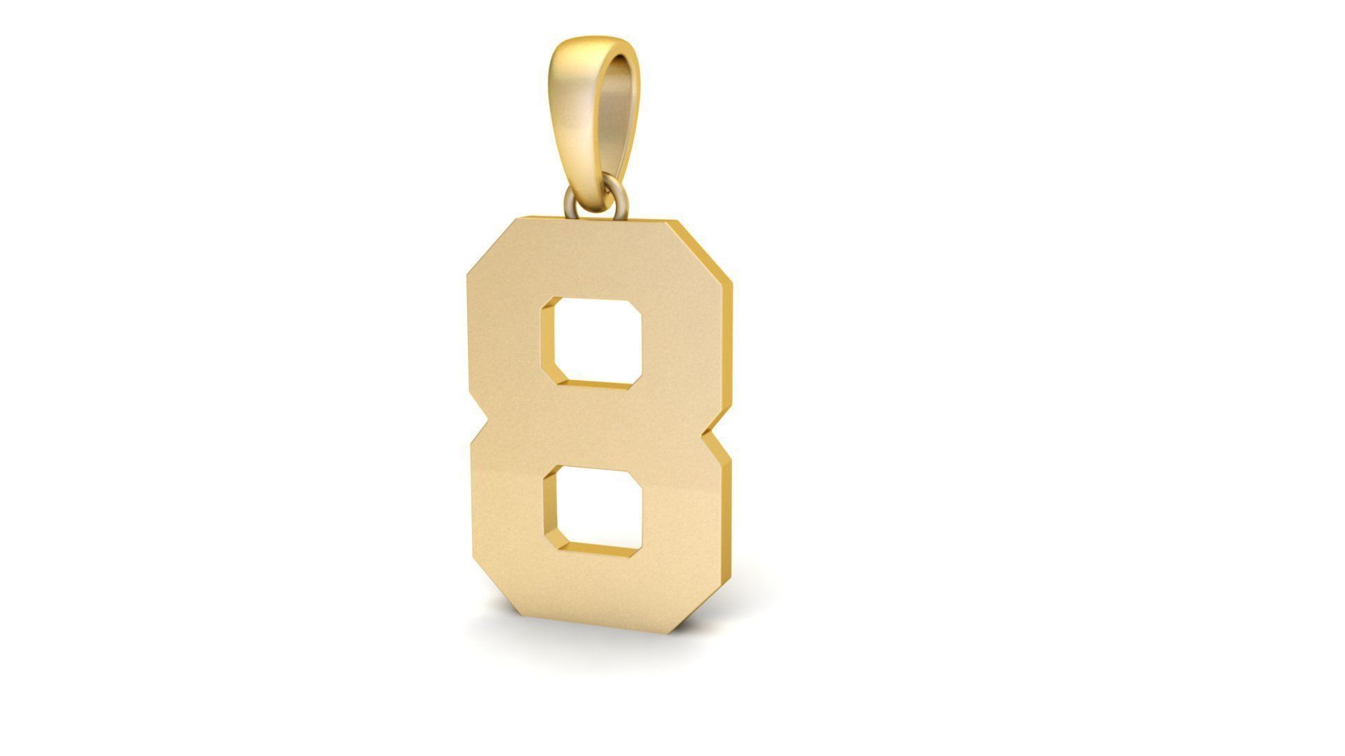 Number 8 Font Plain Gold Pendant  3D print model_8