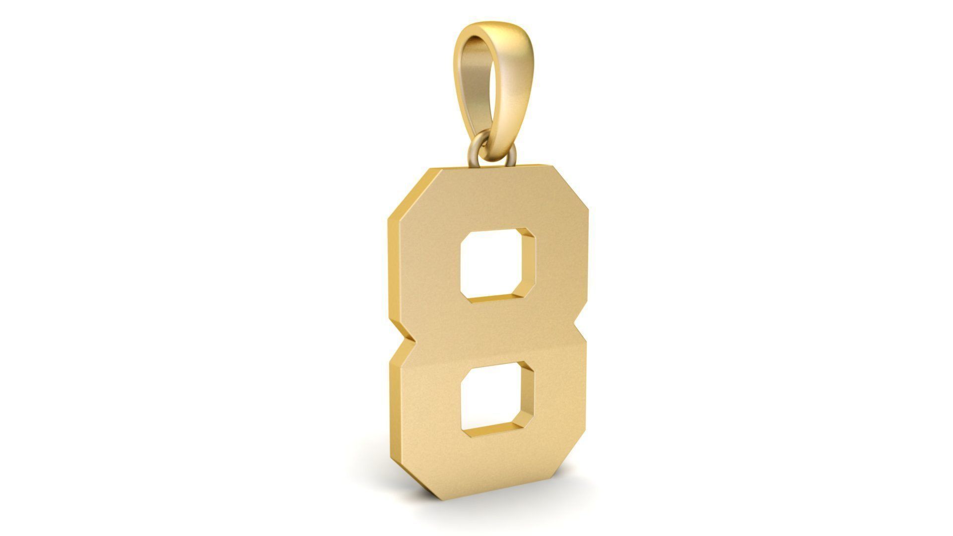 Number 8 Font Plain Gold Pendant  3D print model_2