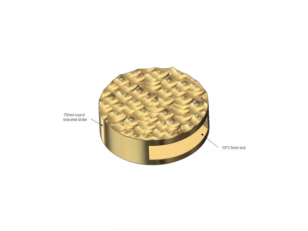 Round hammred texture bracelet slider 3D print model