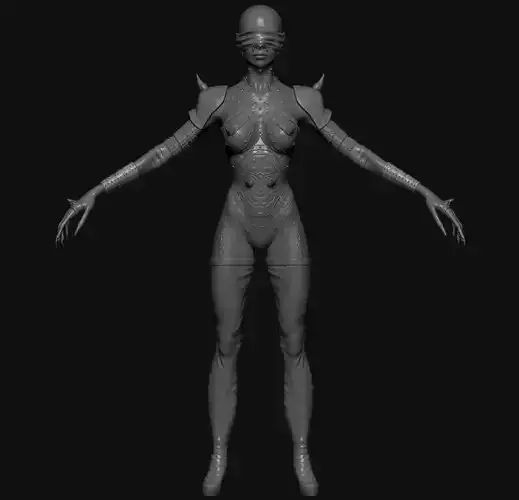 Bad girl zbrush high poly project 3D model