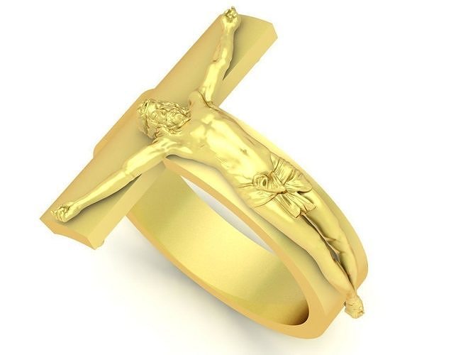 Jesus Crucifix Cross Ring Jewelry Model   3394