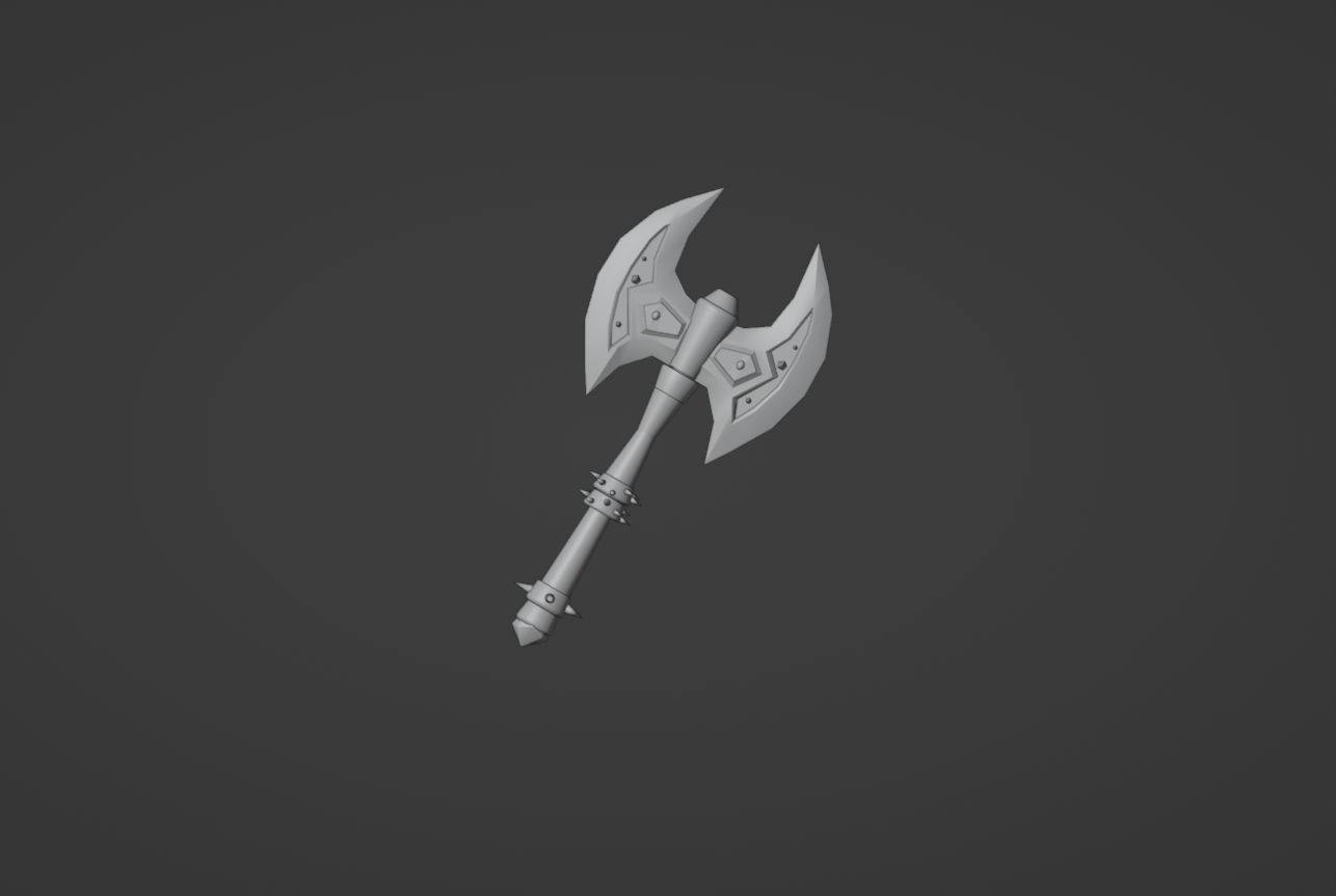 Two face axe 3D print model_5