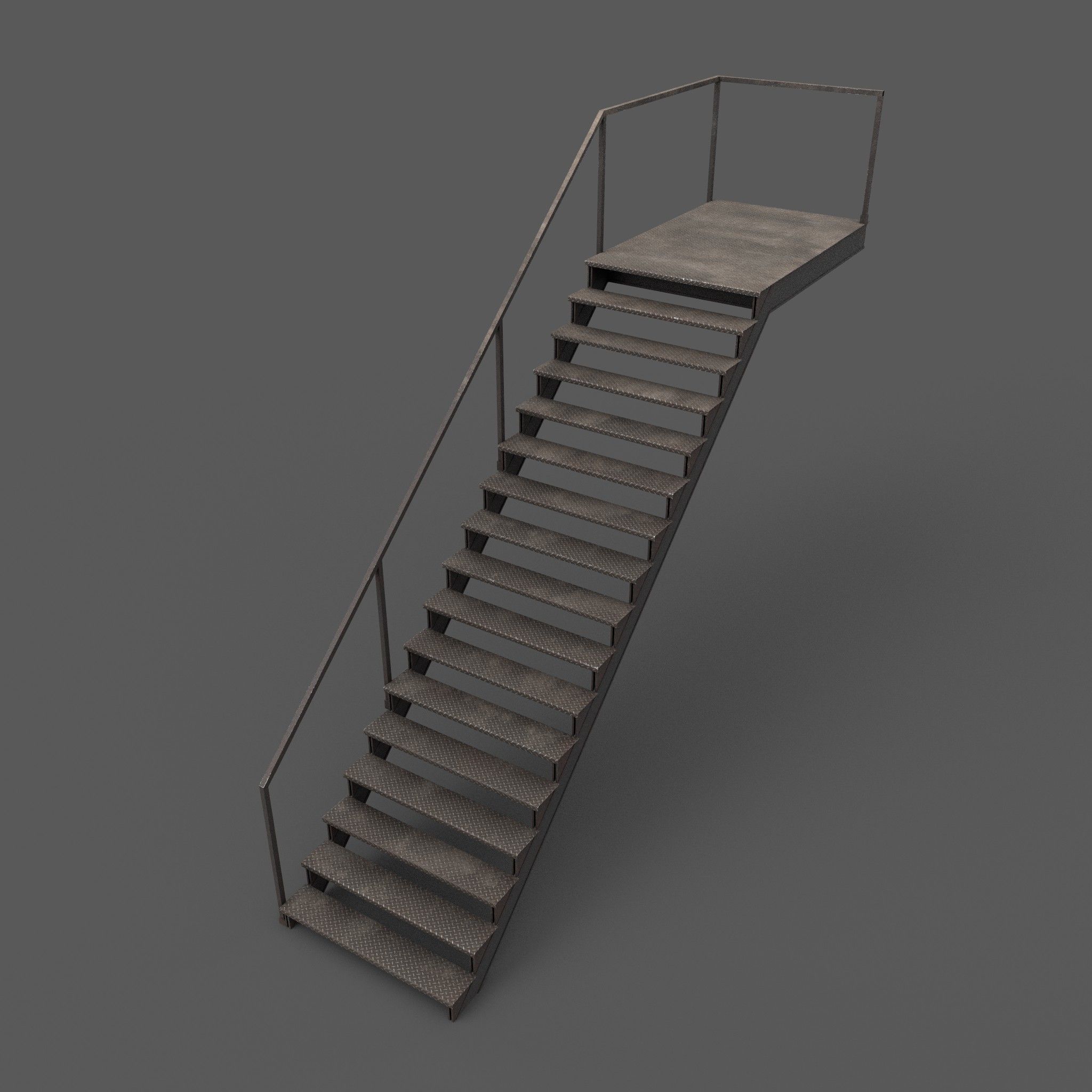 Industrial Stairs Low Poly Low-poly 3D model_3