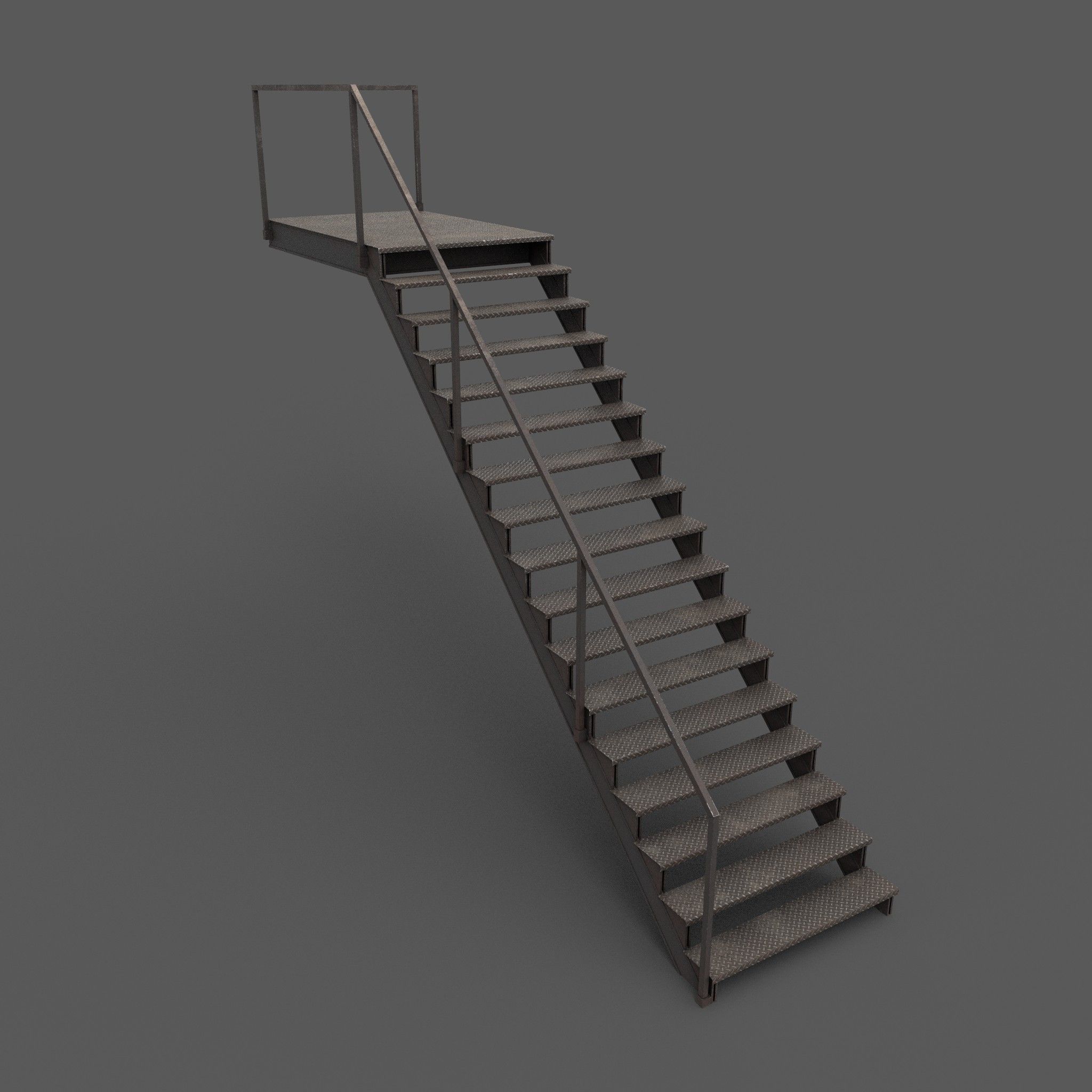 Industrial Stairs Low Poly Low-poly 3D model_9