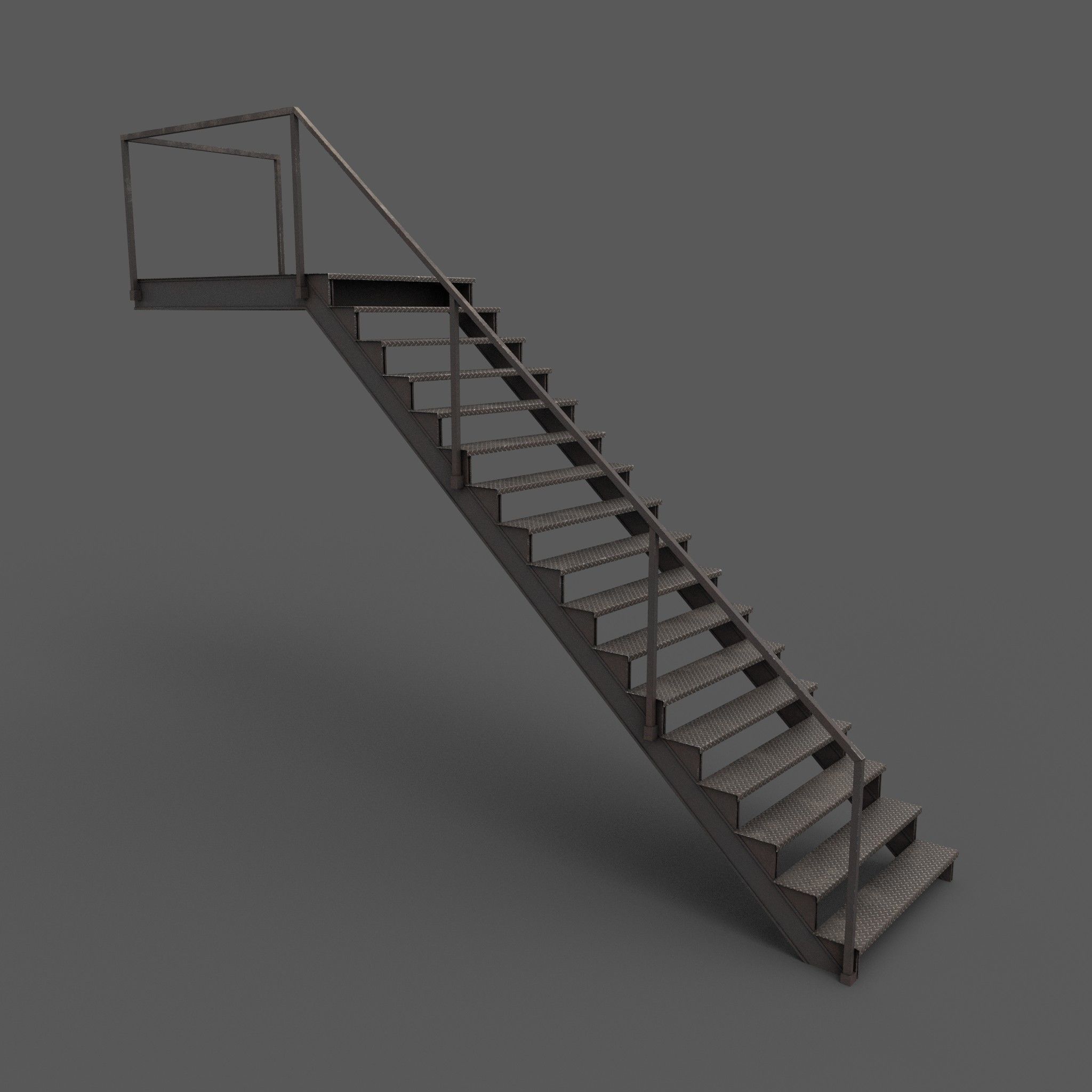 Industrial Stairs Low Poly Low-poly 3D model_1