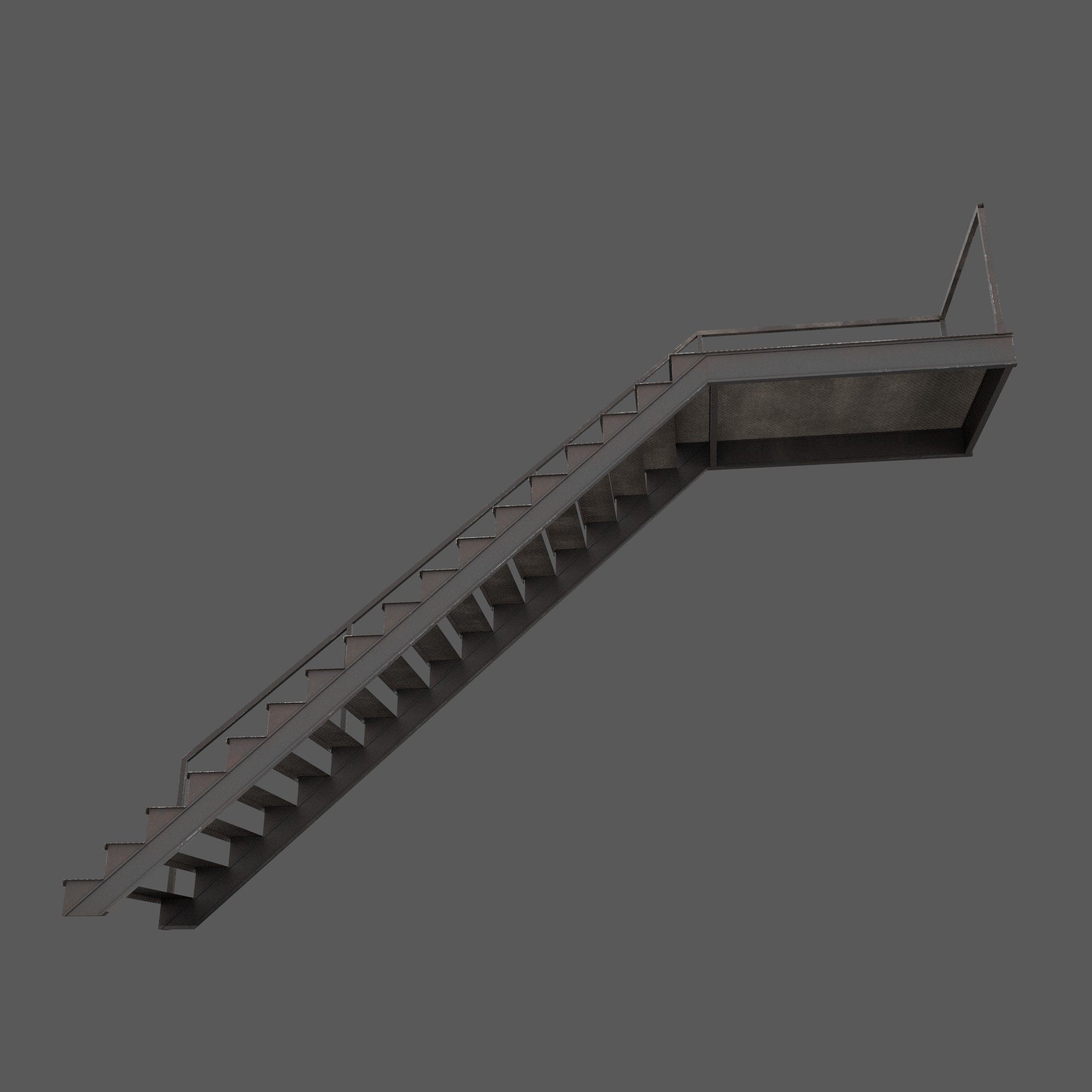 Industrial Stairs Low Poly Low-poly 3D model_4