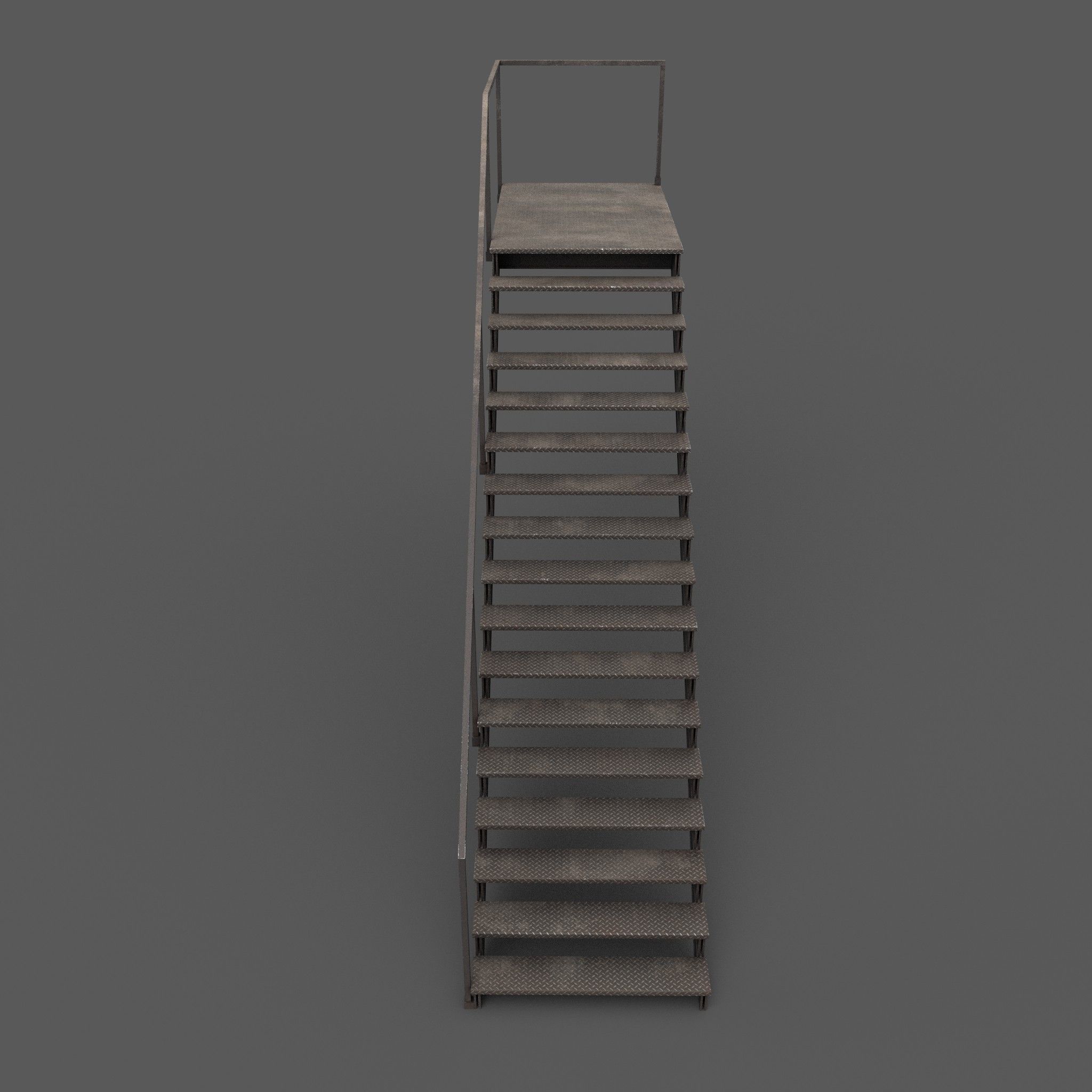 Industrial Stairs Low Poly Low-poly 3D model_2