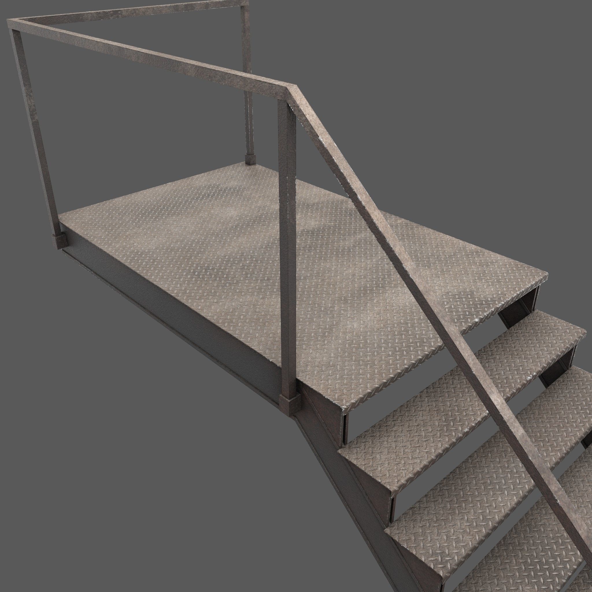 Industrial Stairs Low Poly Low-poly 3D model_6