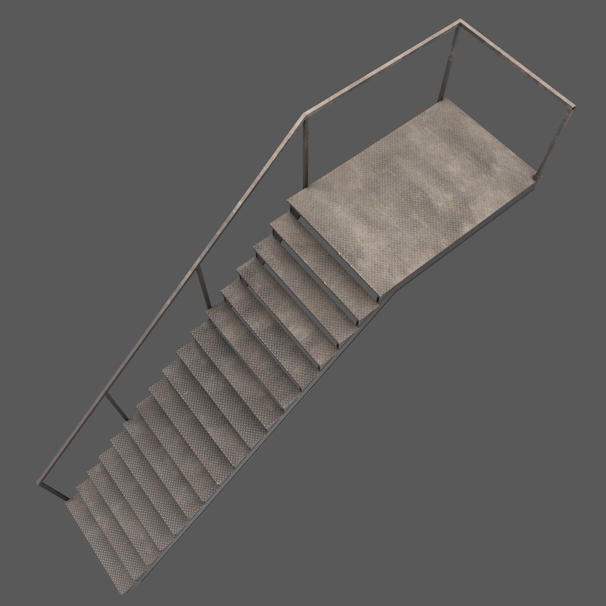 Industrial Stairs Low Poly Low-poly 3D model_5