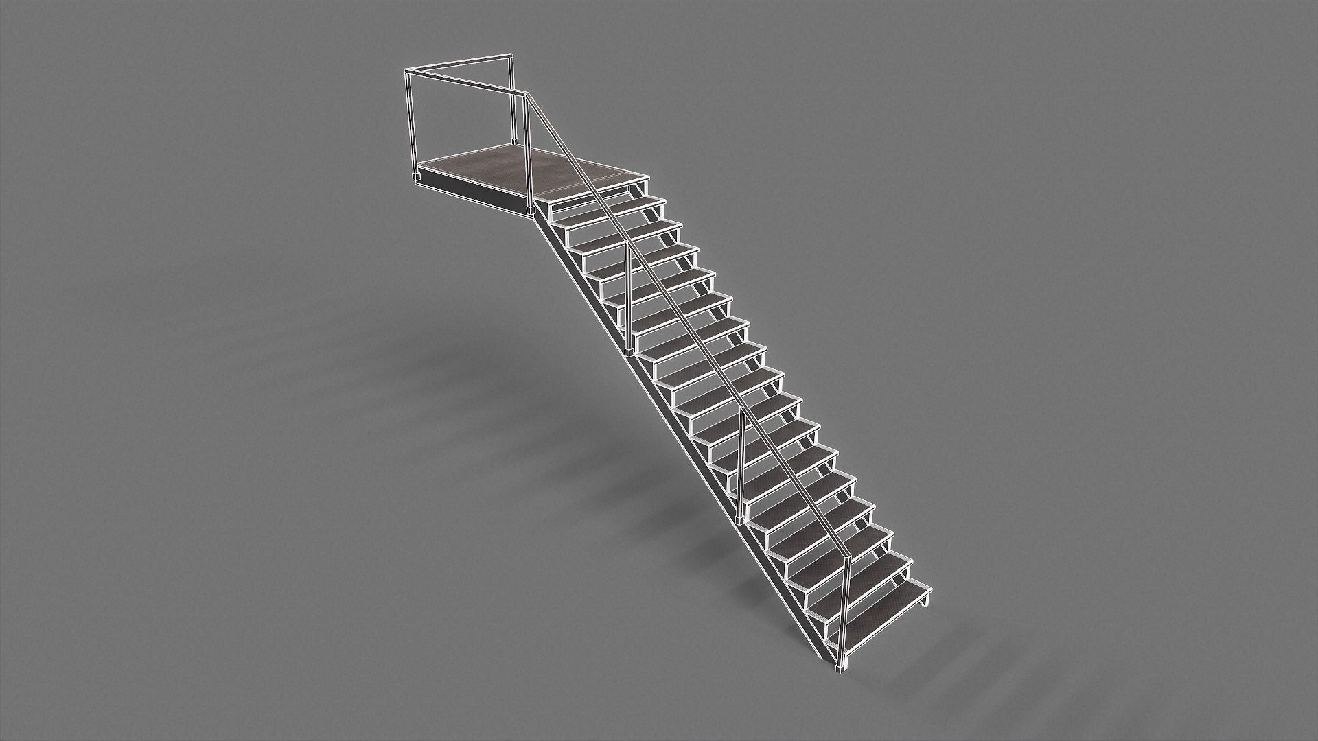 Industrial Stairs Low Poly Low-poly 3D model_11