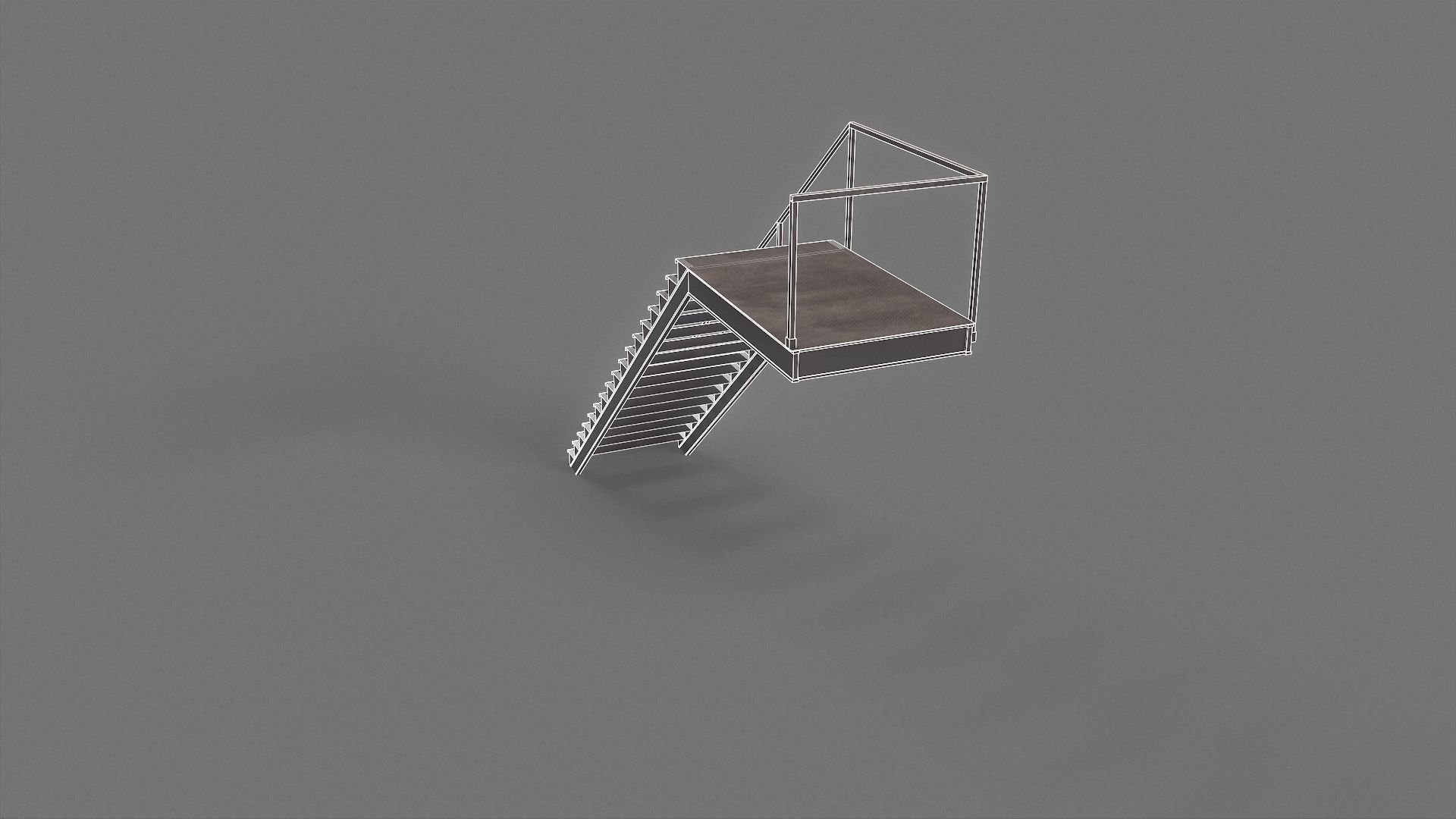 Industrial Stairs Low Poly Low-poly 3D model_13