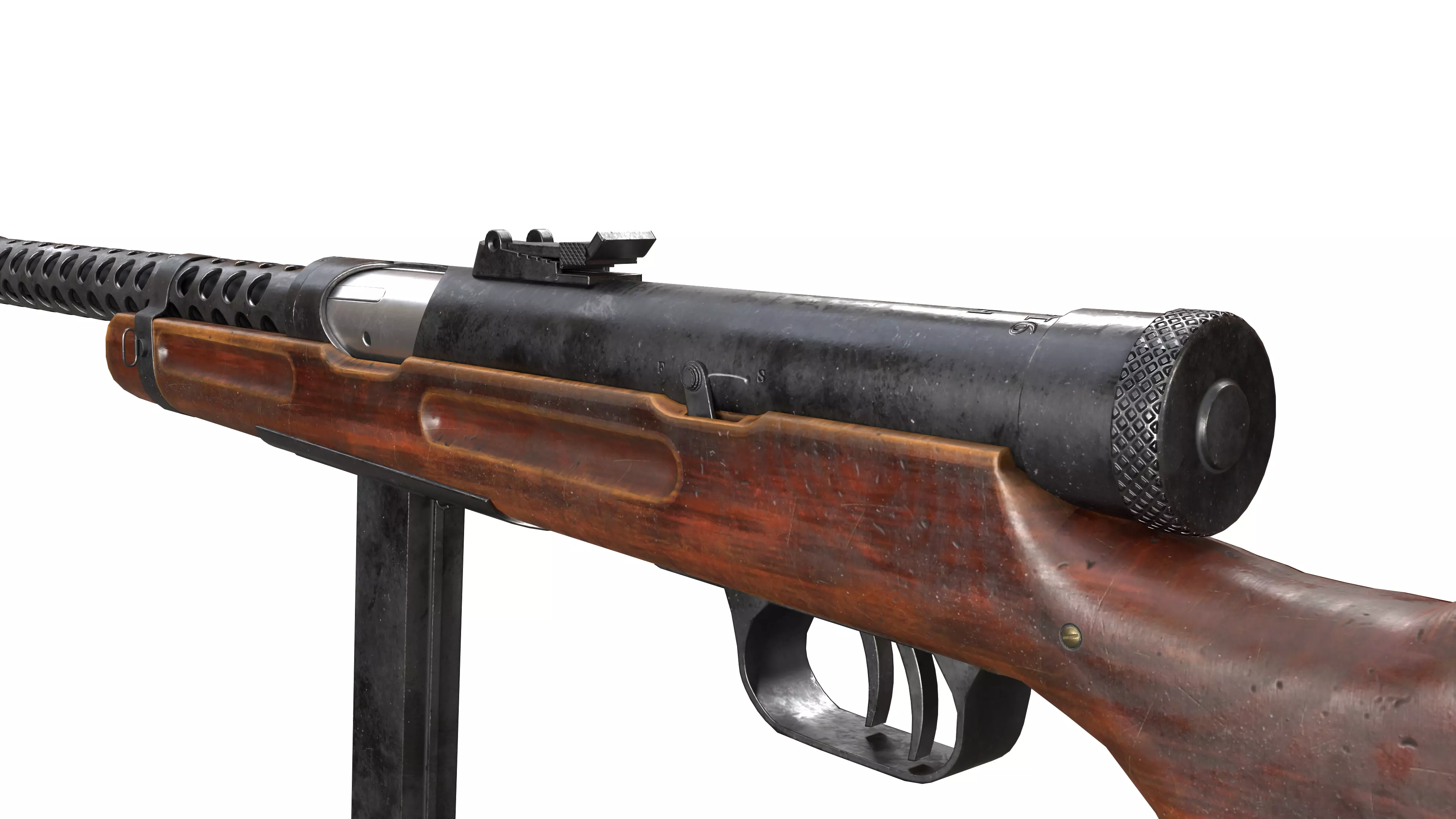 Beretta 38a Game Ready Lowpoly 3D Model - PBR metal Rough Low-poly 3D model