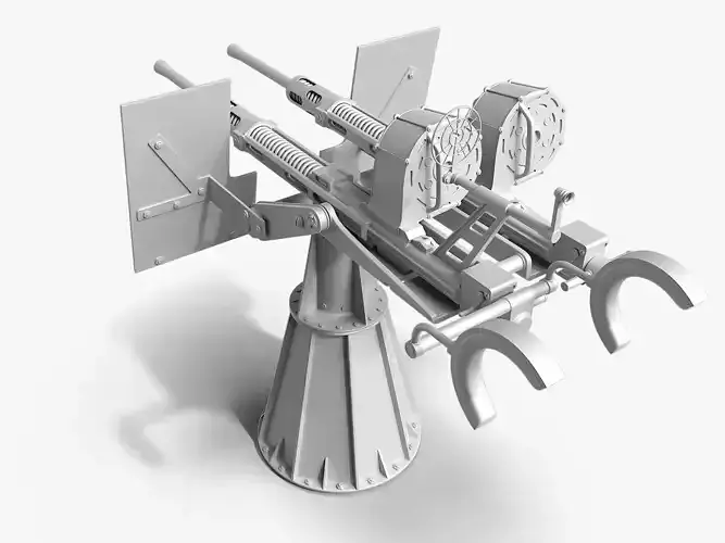 Oerlikon twin 20mm anti-aircraft gun 3D model