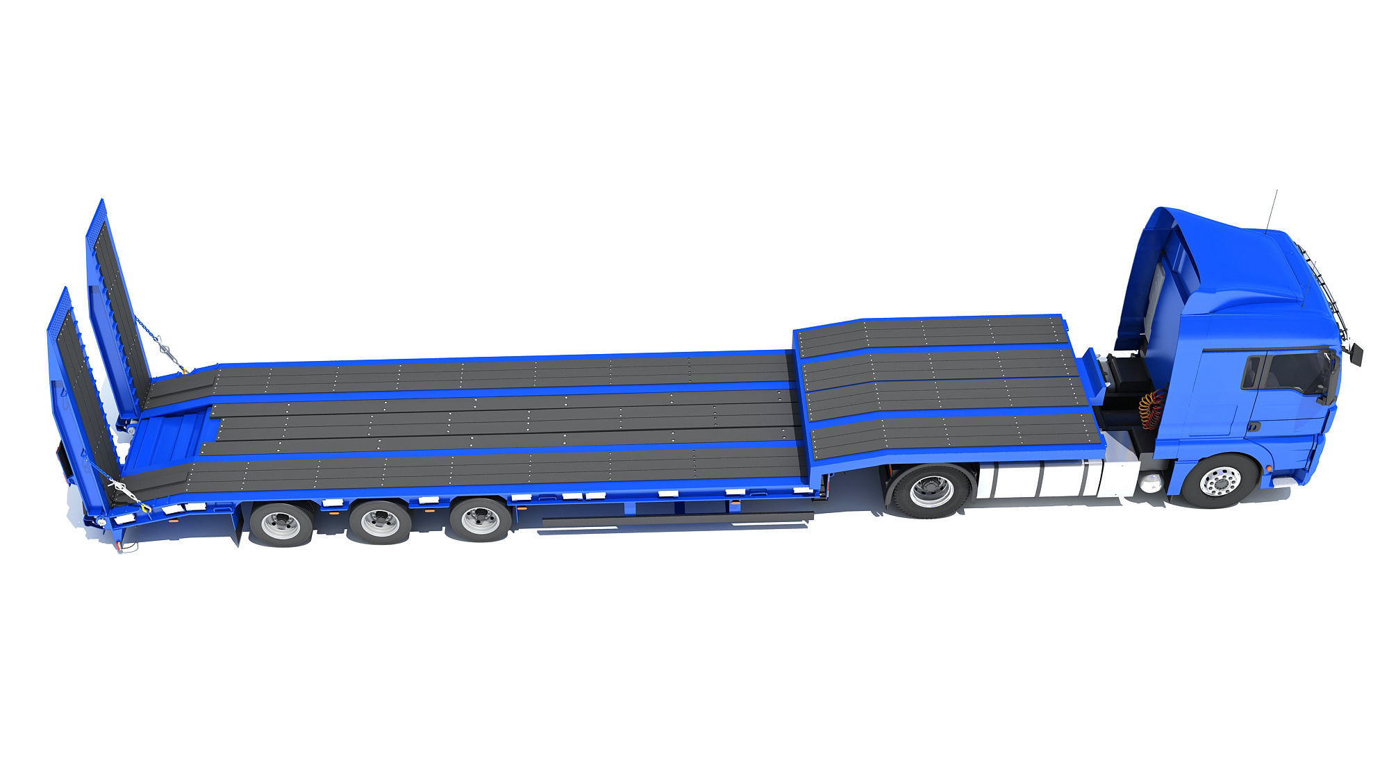 Heavy Truck with Semi Low Loader Trailer 3D model_6