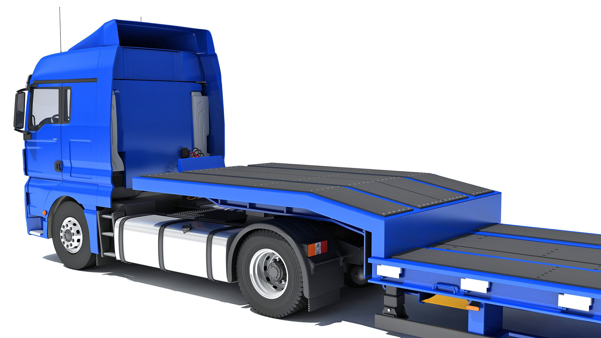 Heavy Truck with Semi Low Loader Trailer 3D model_13