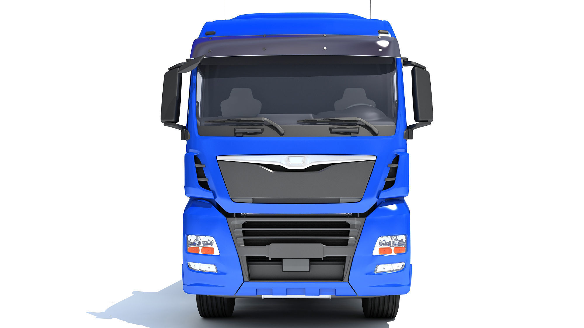 Heavy Truck with Semi Low Loader Trailer 3D model_10