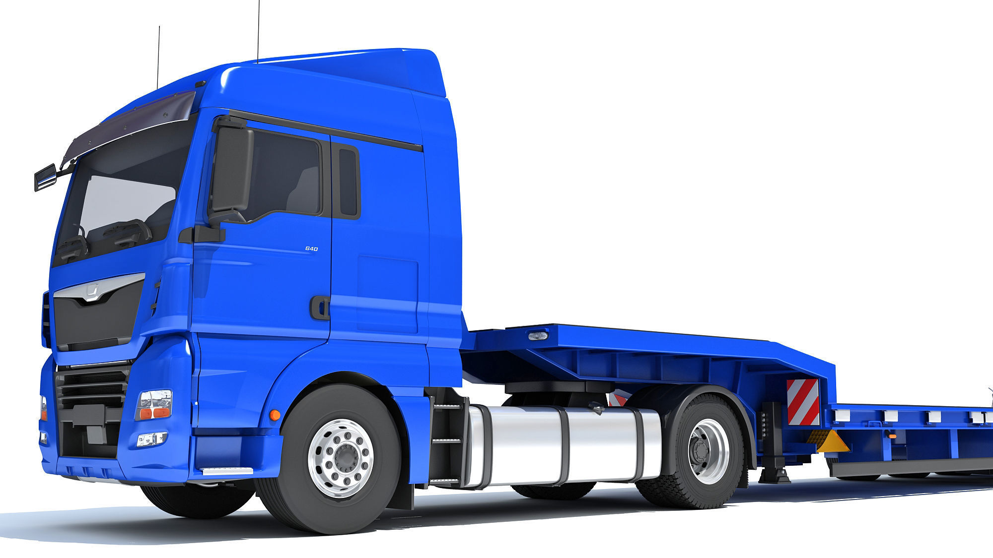 Heavy Truck with Semi Low Loader Trailer 3D model_12