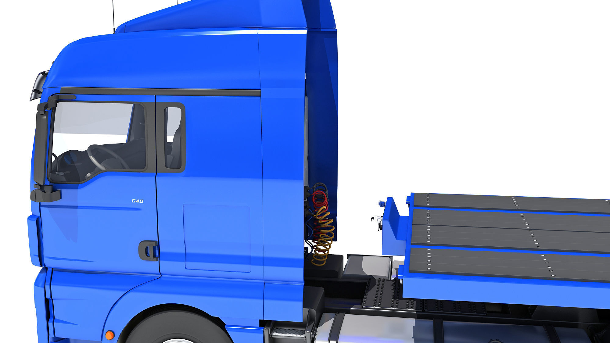 Heavy Truck with Semi Low Loader Trailer 3D model_14