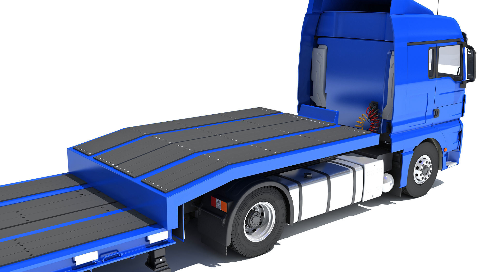Heavy Truck with Semi Low Loader Trailer 3D model_16