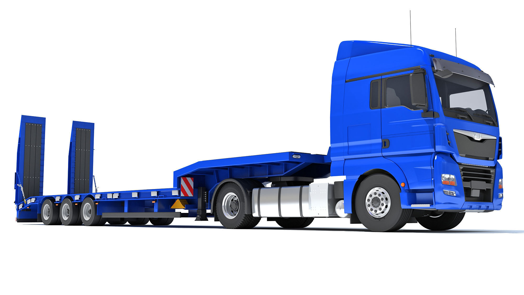 Heavy Truck with Semi Low Loader Trailer 3D model_8