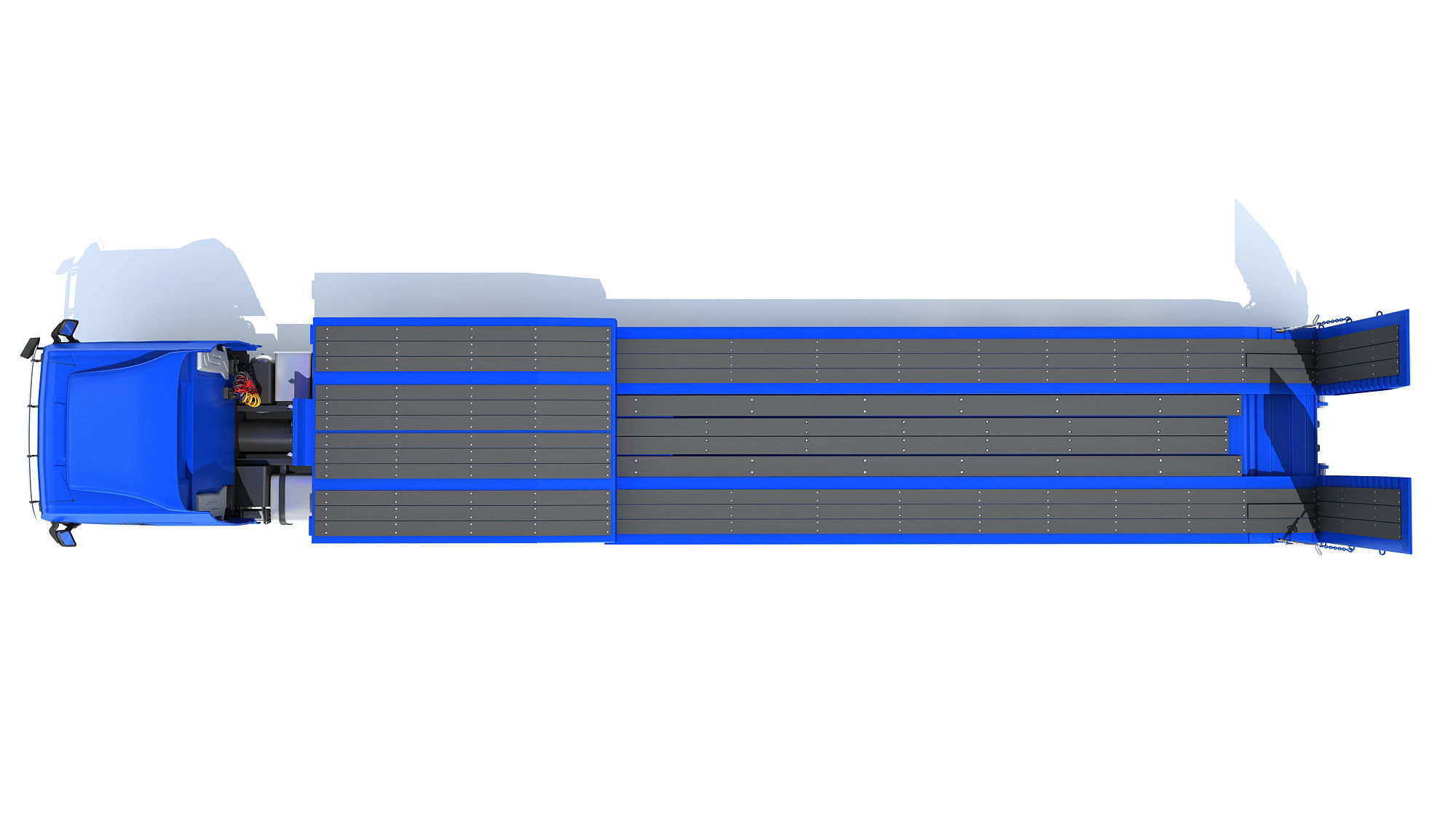 Heavy Truck with Semi Low Loader Trailer 3D model_11