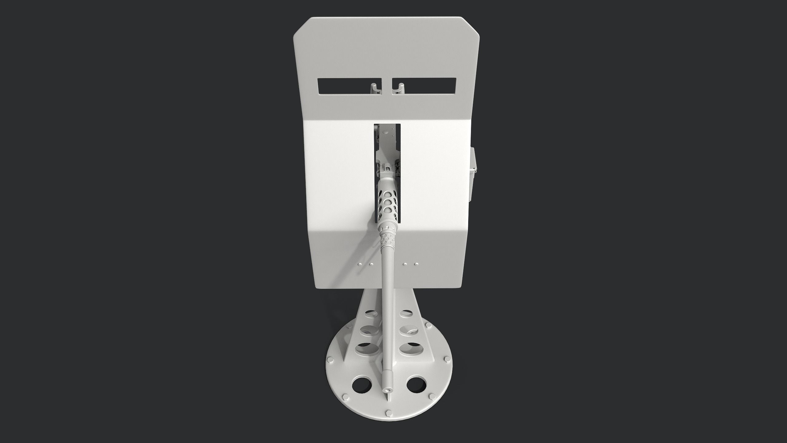 M2 Browning  machine gun with shield 3D model_9