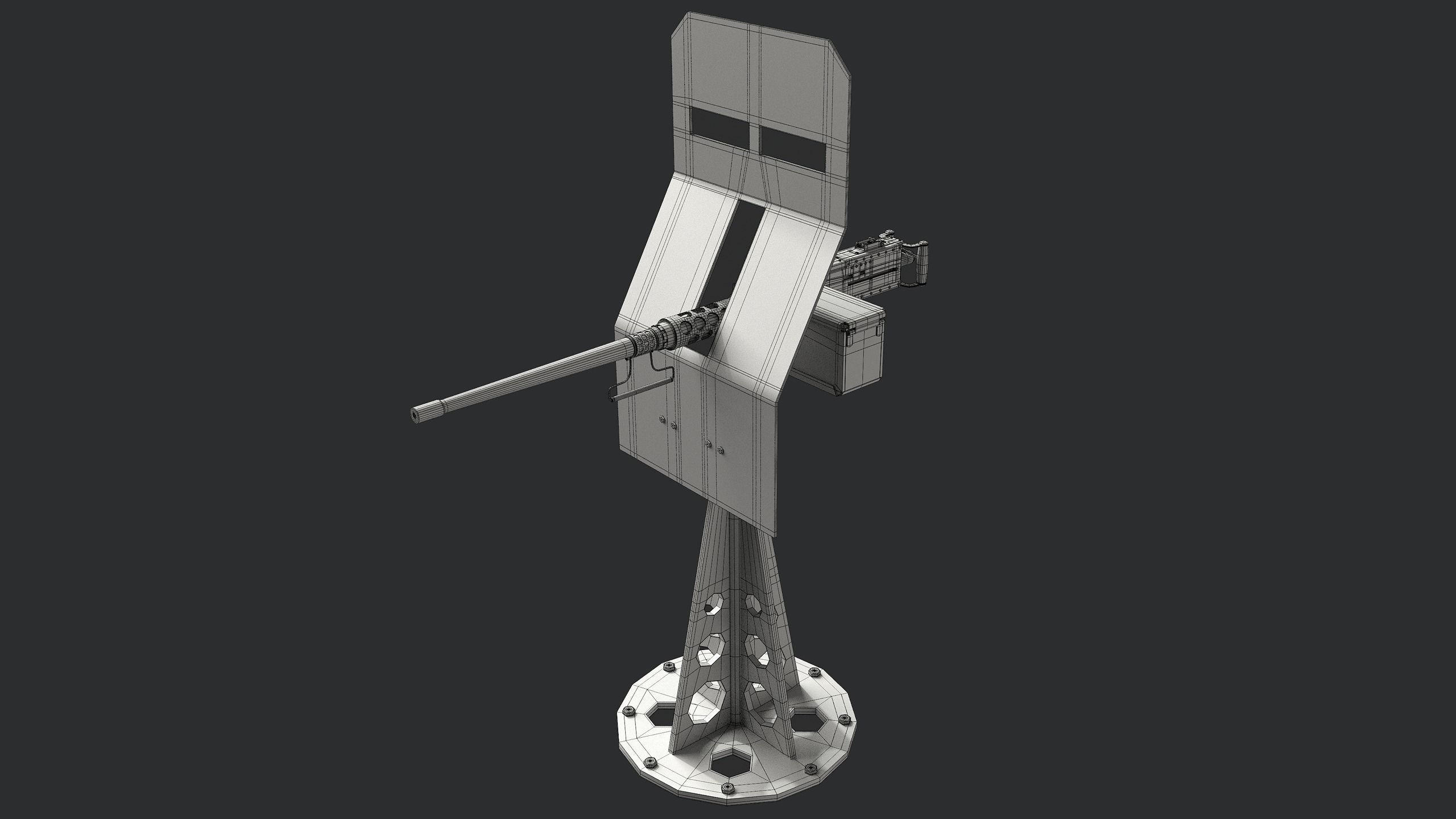 M2 Browning  machine gun with shield 3D model_12