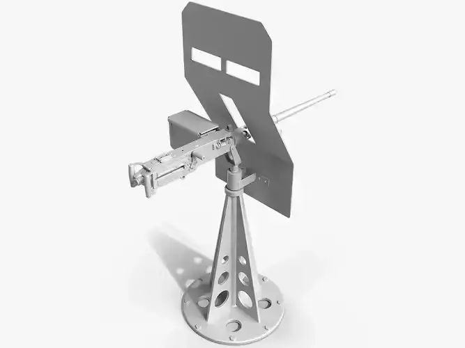M2 Browning  machine gun with shield 3D model
