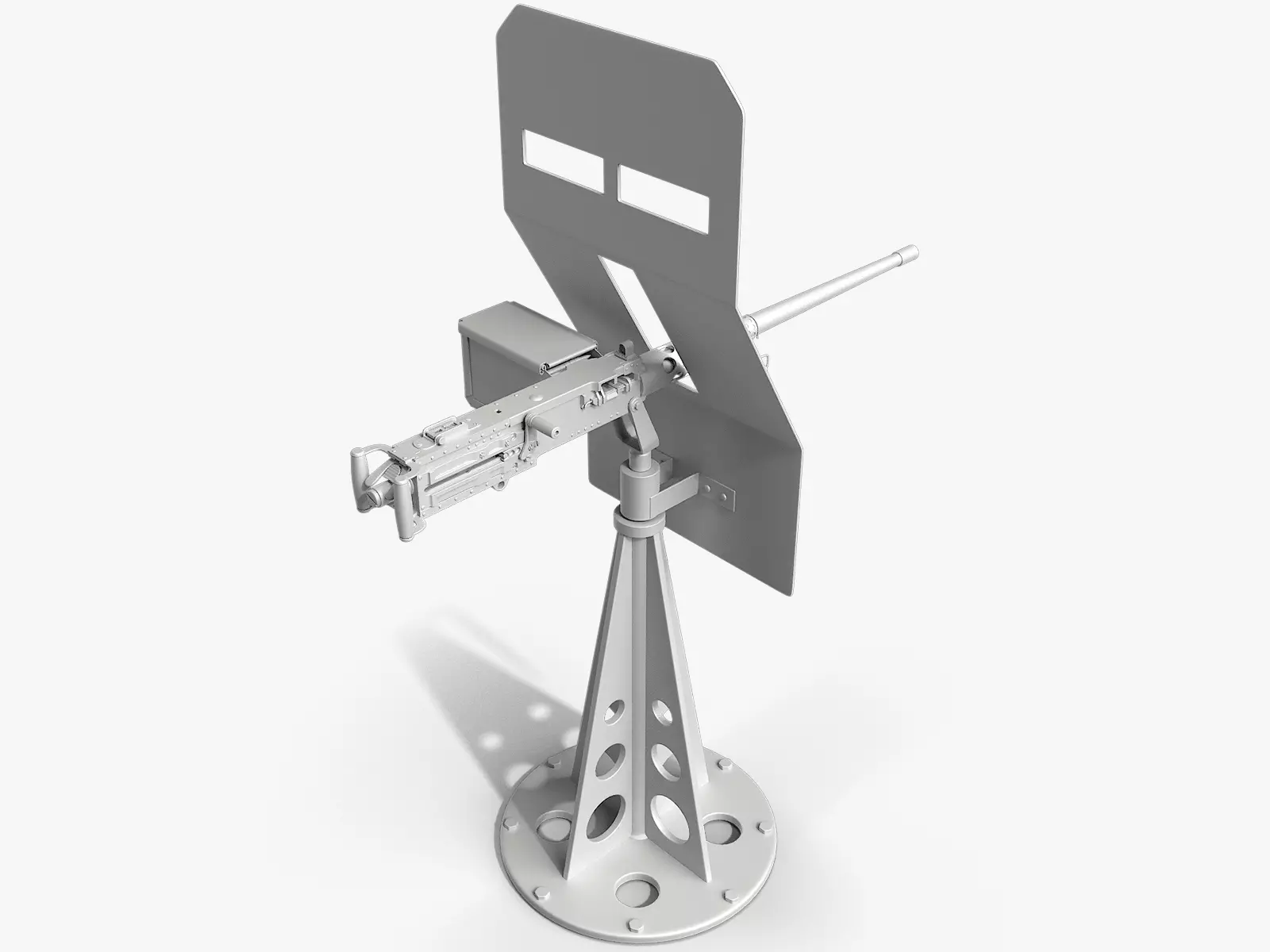 M2 Browning  machine gun with shield 3D model_0
