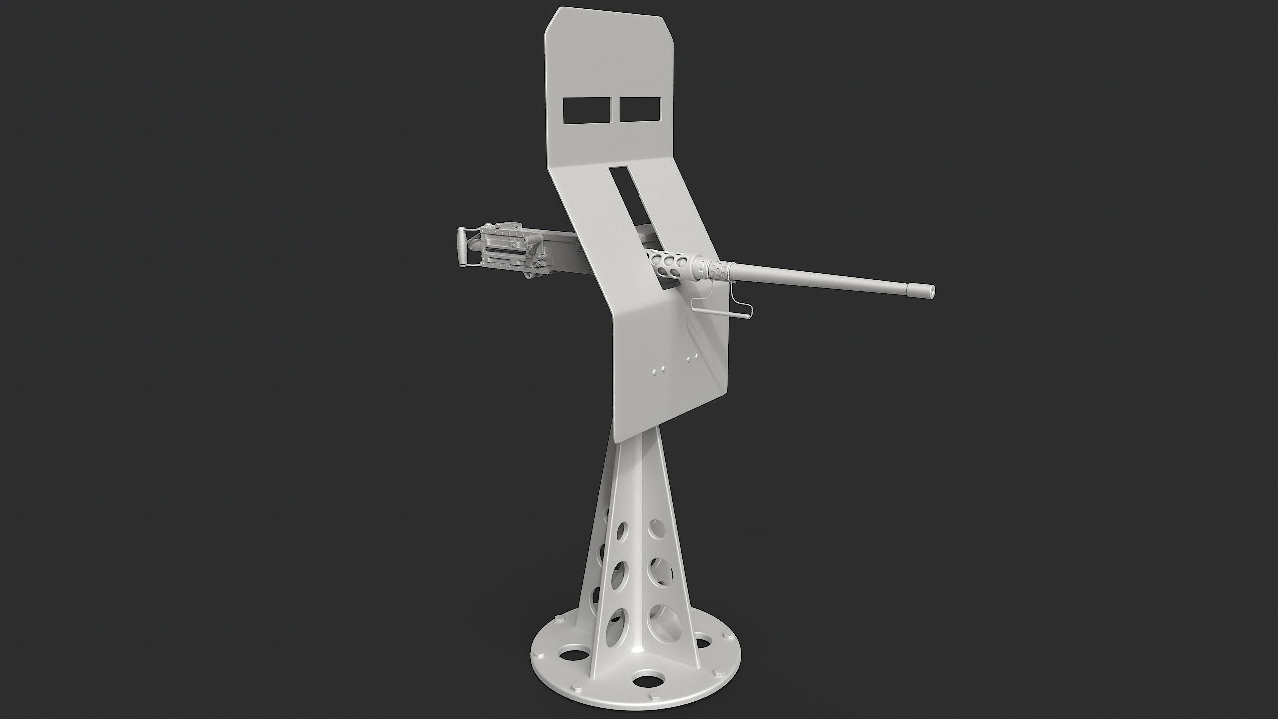 M2 Browning  machine gun with shield 3D model_7