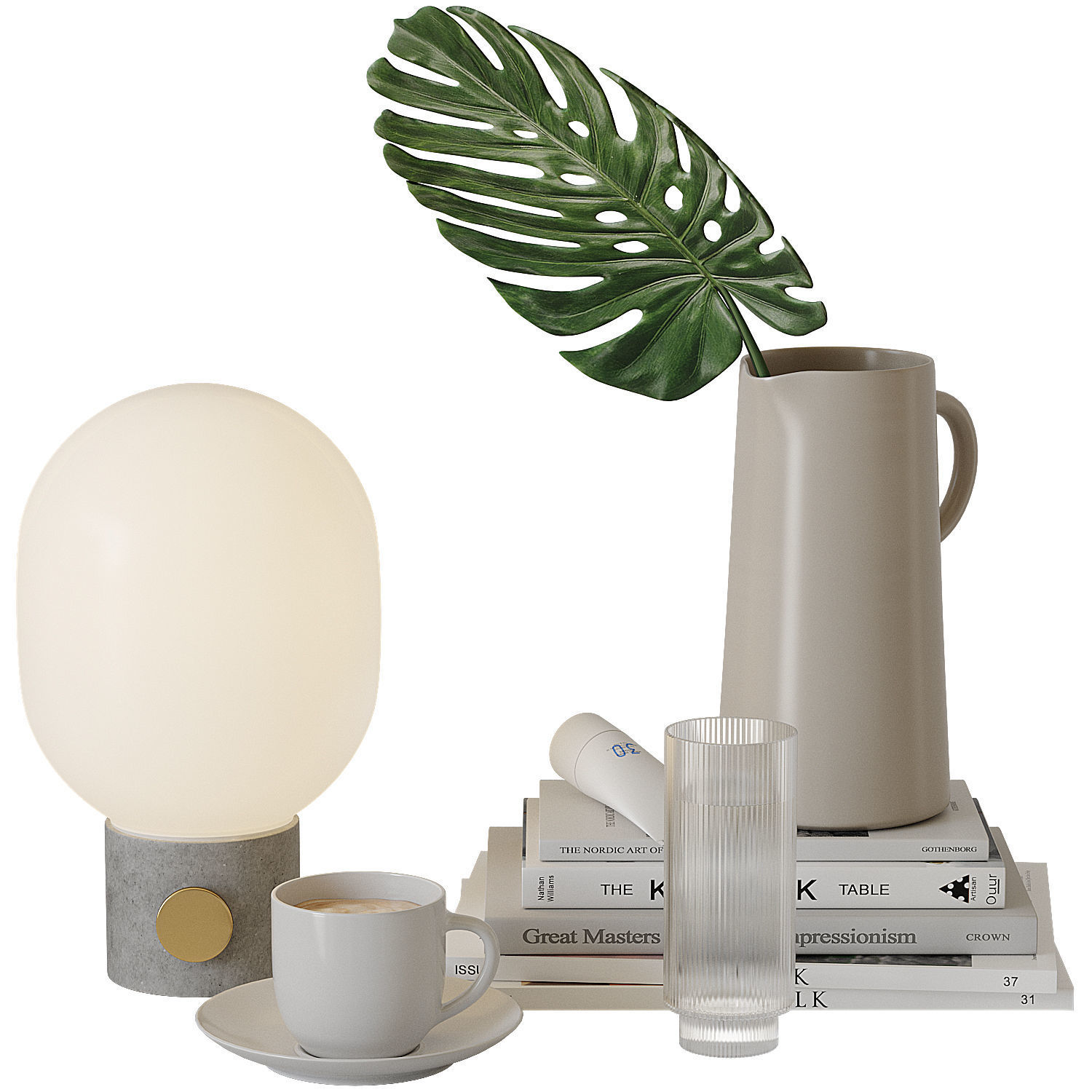 Decorative set for bedside table 3D model_4