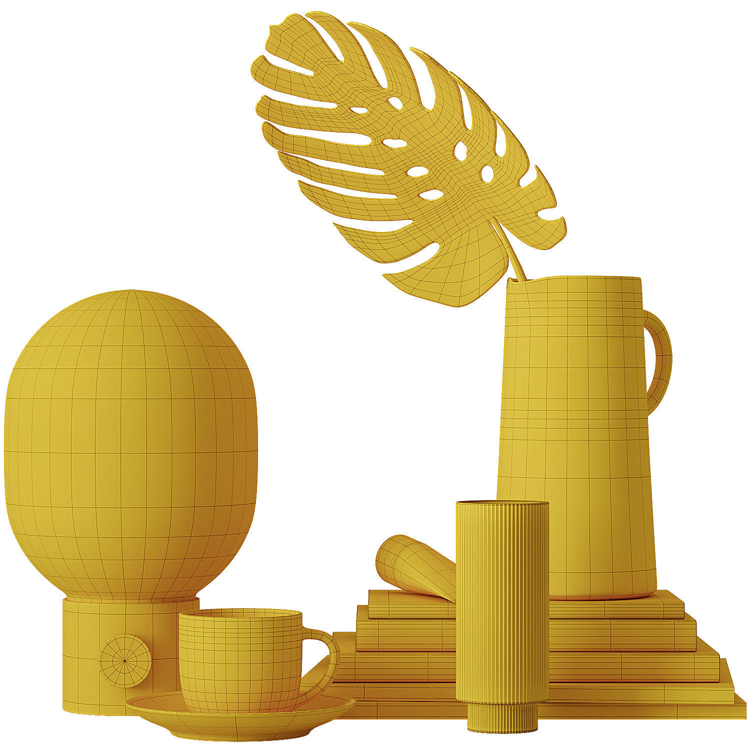 Decorative set for bedside table 3D model_6