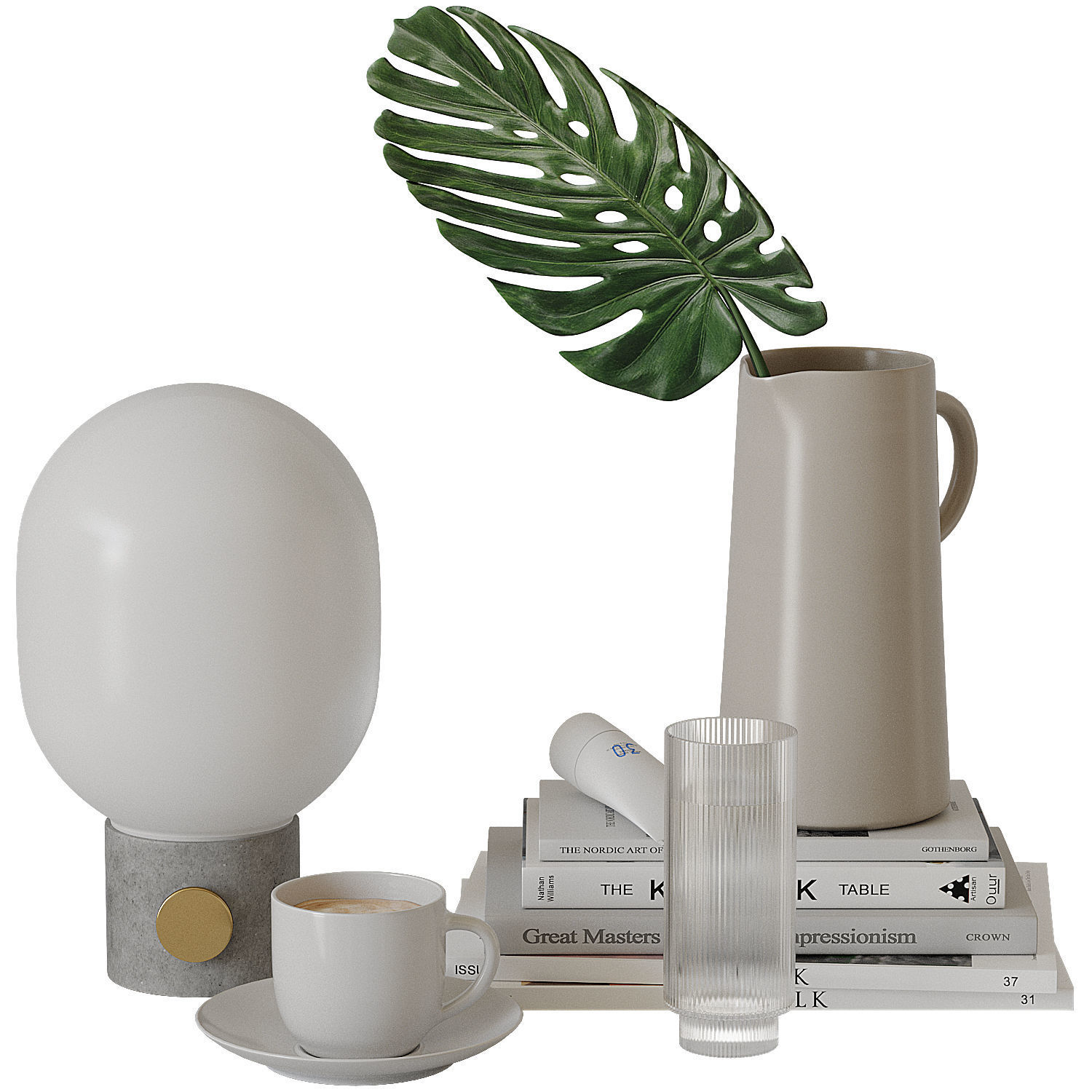 Decorative set for bedside table 3D model_3