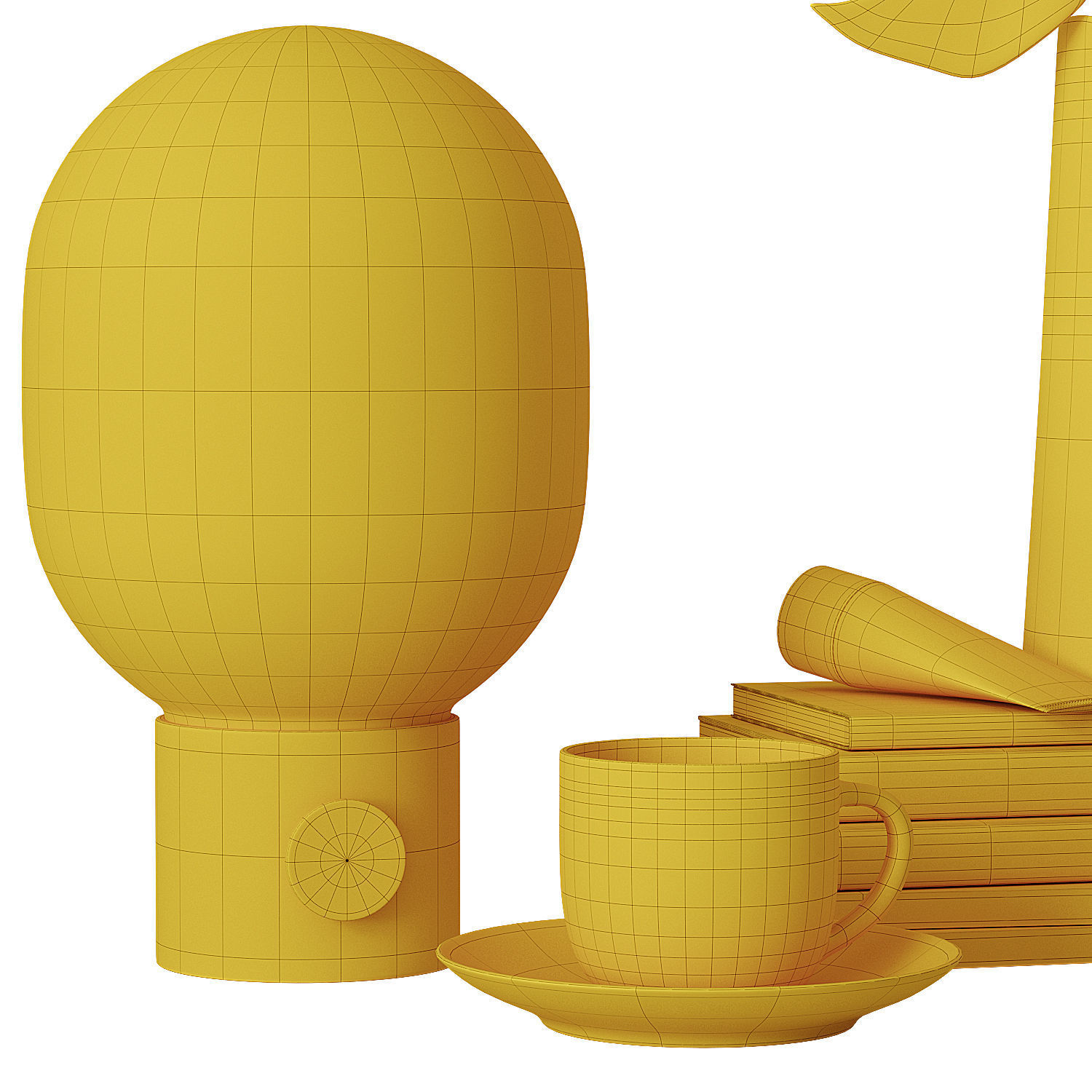 Decorative set for bedside table 3D model_10