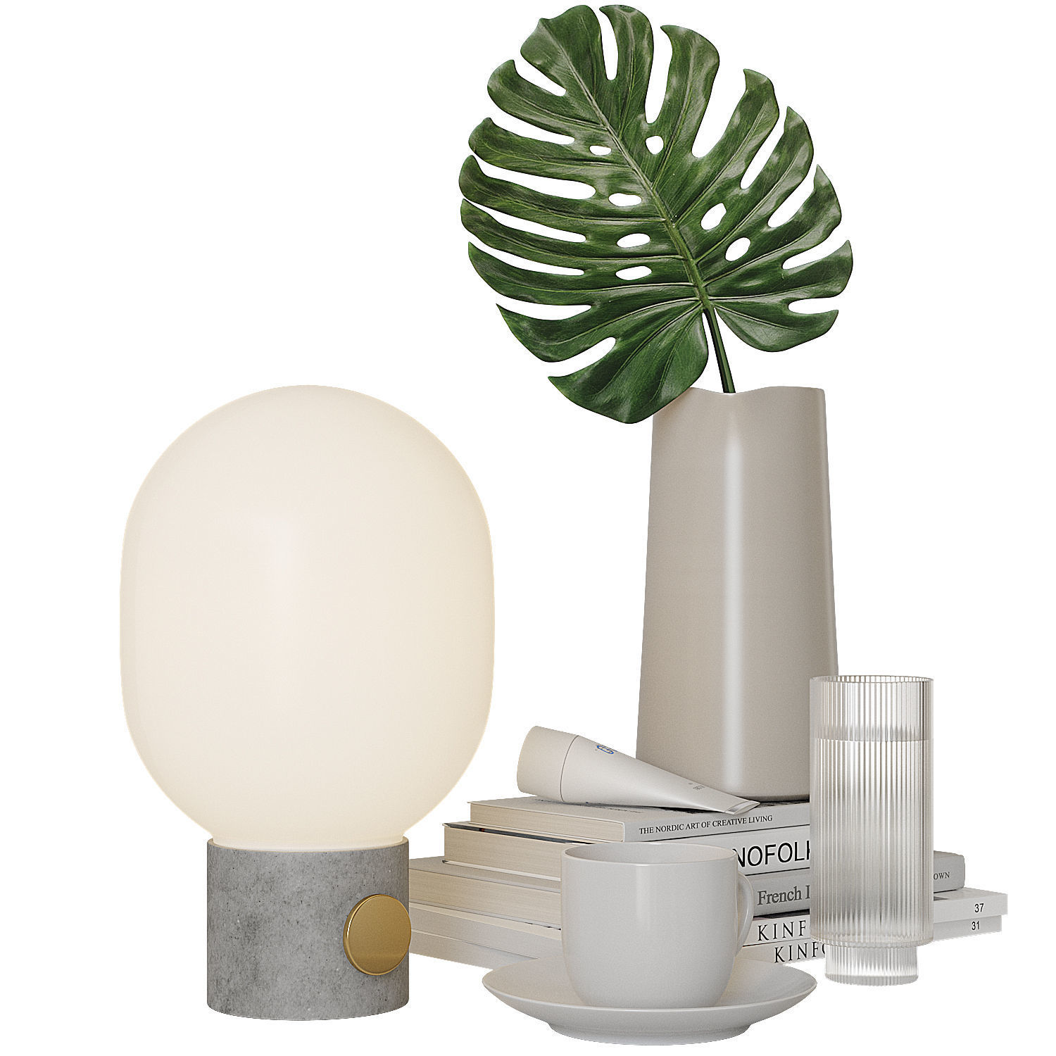 Decorative set for bedside table 3D model_5