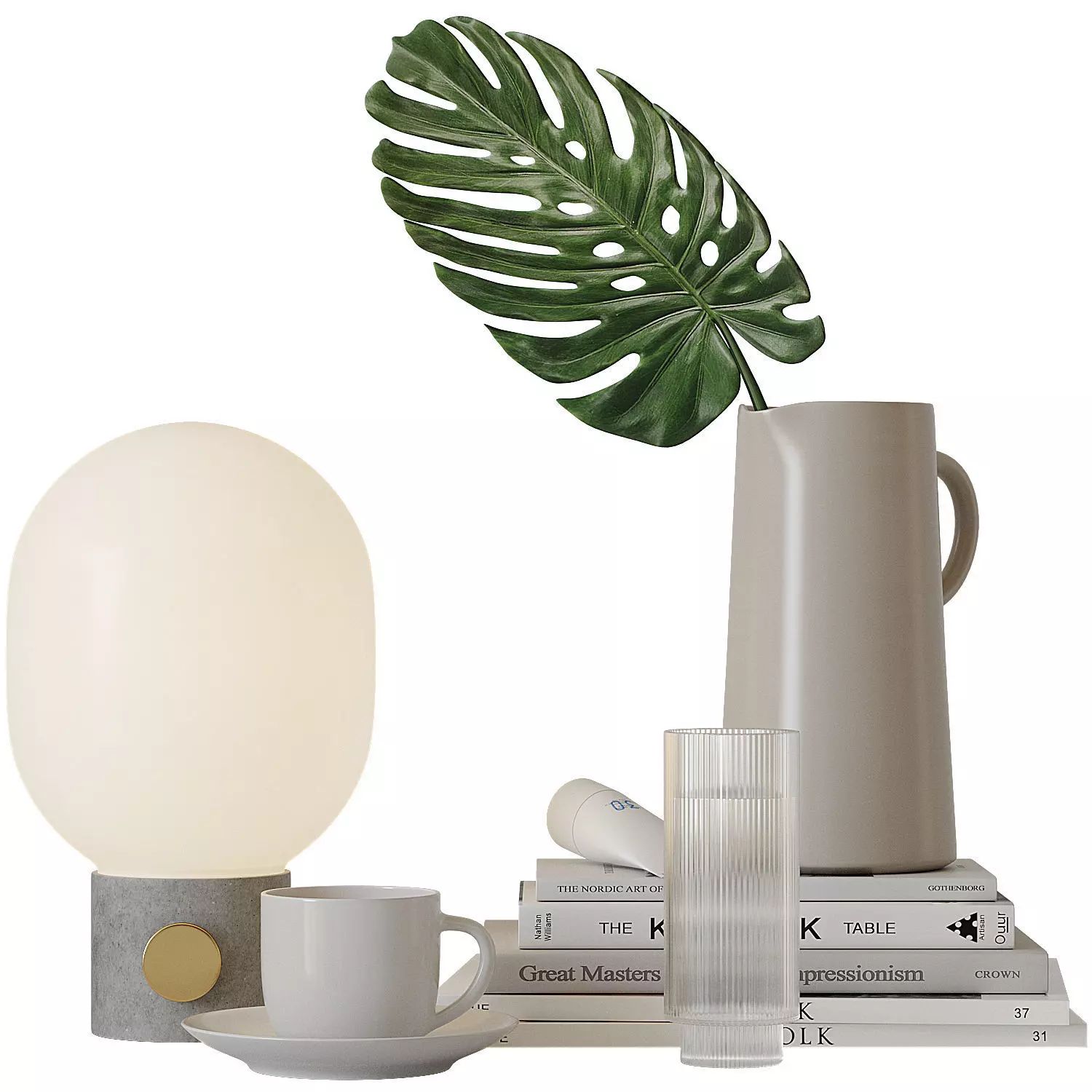 Decorative set for bedside table 3D model_0