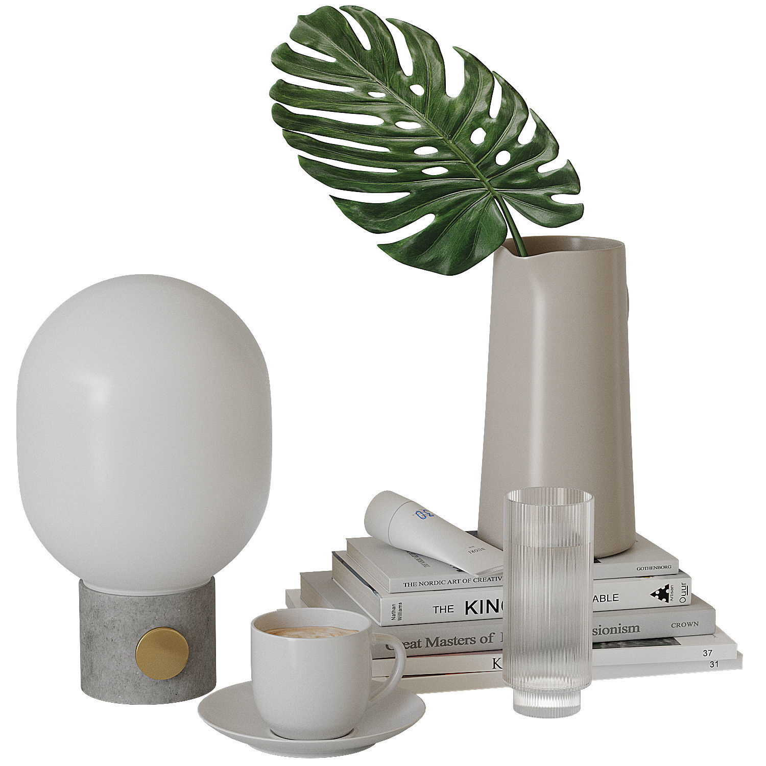 Decorative set for bedside table 3D model_9