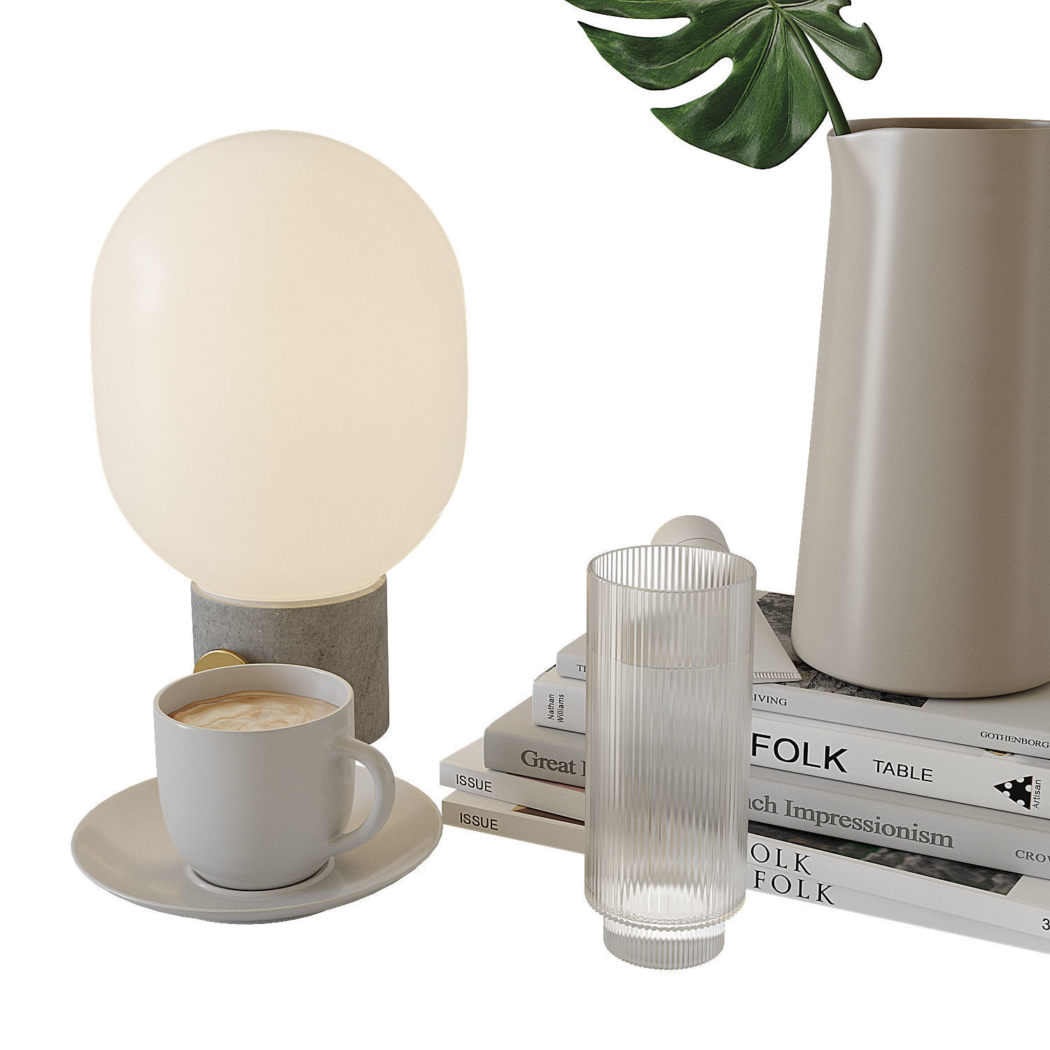 Decorative set for bedside table 3D model_7