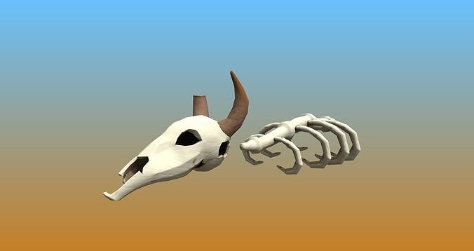Desert animal bones low-poly game asset Low-poly 3D model
