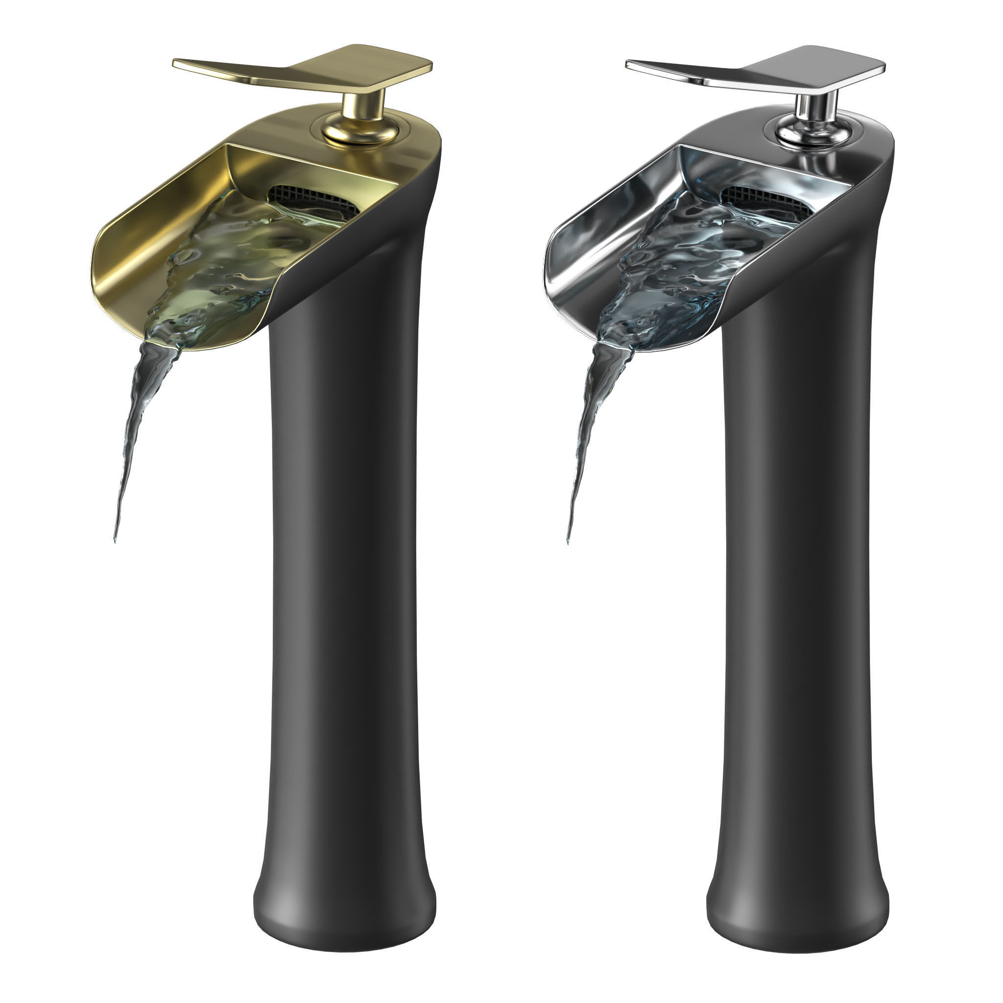 Waterfall Single Handle Basin Faucet 3D model_2