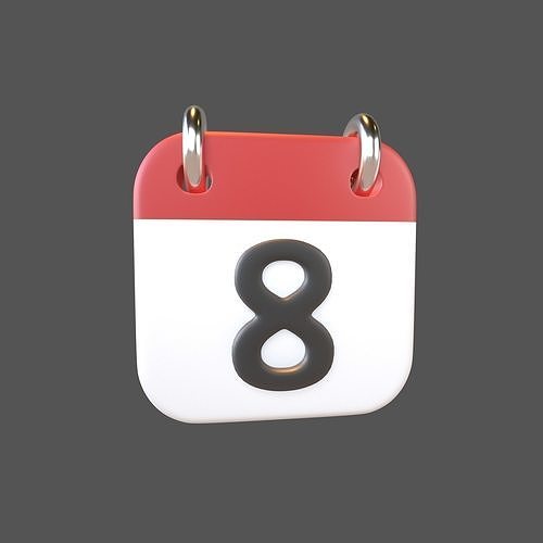 Calendar Icon 8 v1 001 Low-poly 3D model