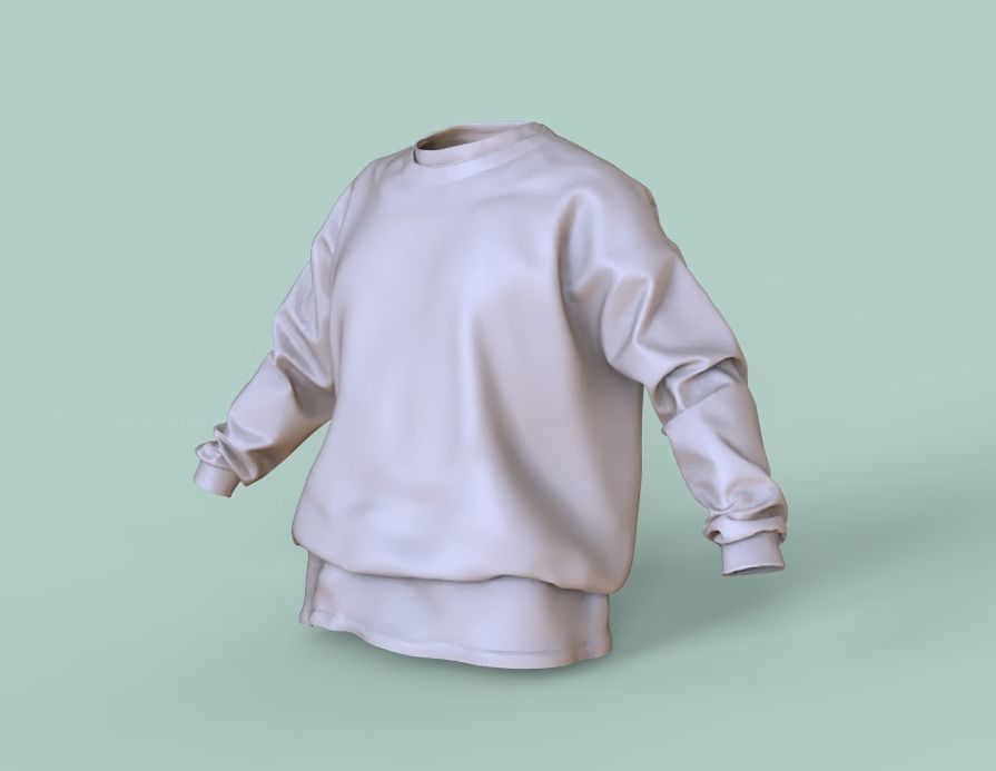 Pullover sweatshirt with skull and flowers Low-poly 3D model_6
