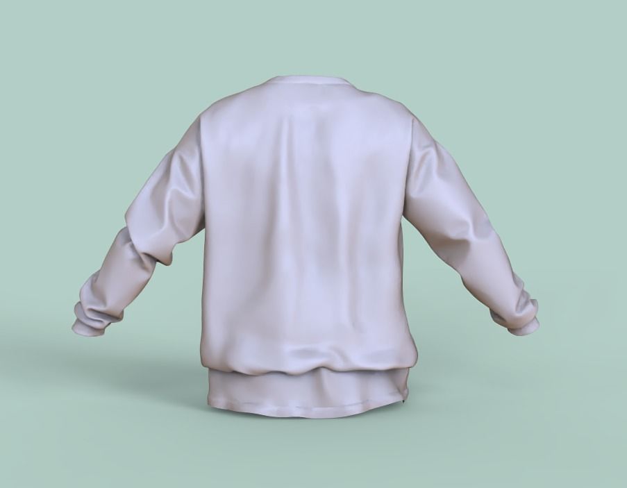 Pullover sweatshirt with skull and flowers Low-poly 3D model_8