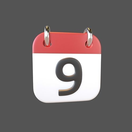 Calendar Icon 9 v1 001 Low-poly 3D model