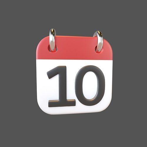 Calendar Icon 10 v1 001 Low-poly 3D model