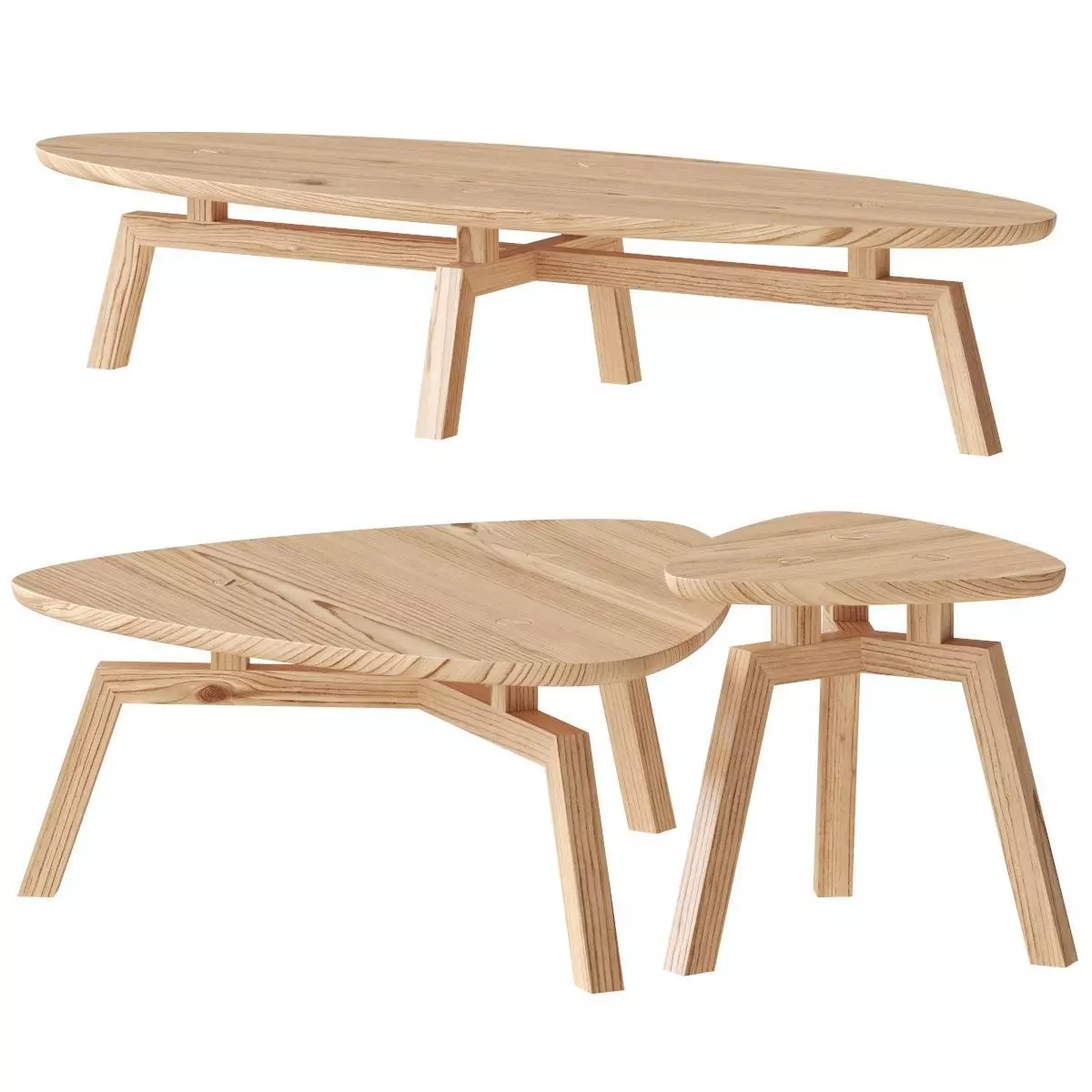 GUS Solana Triangular Oval End Coffee Table 3D model_0