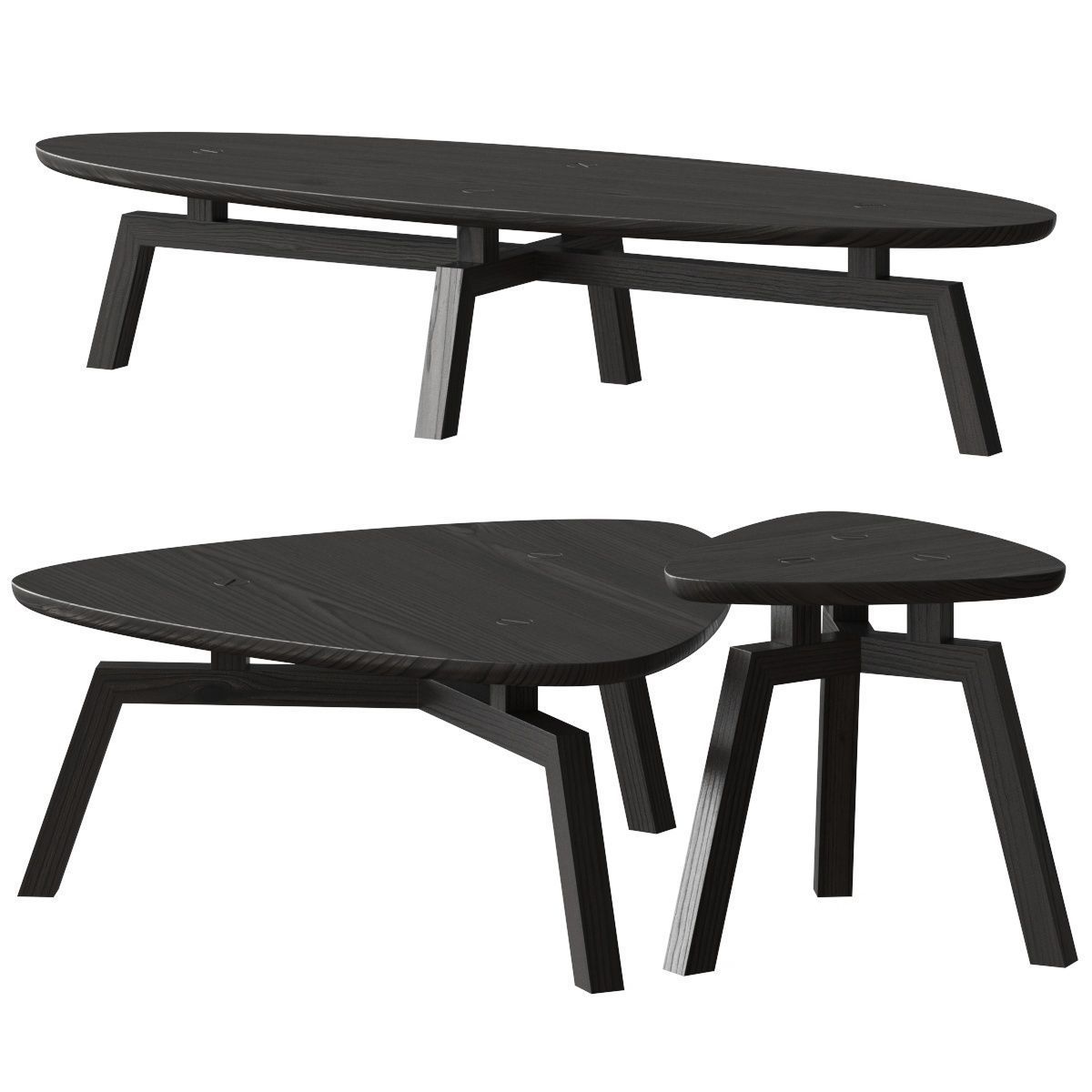 GUS Solana Triangular Oval End Coffee Table 3D model_1