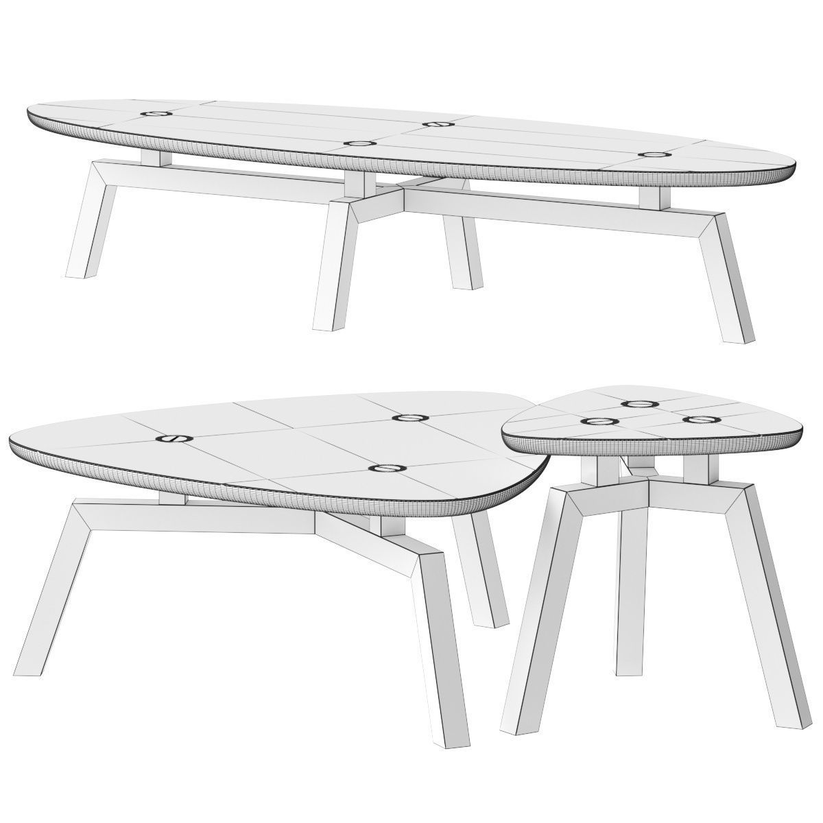 GUS Solana Triangular Oval End Coffee Table 3D model_2